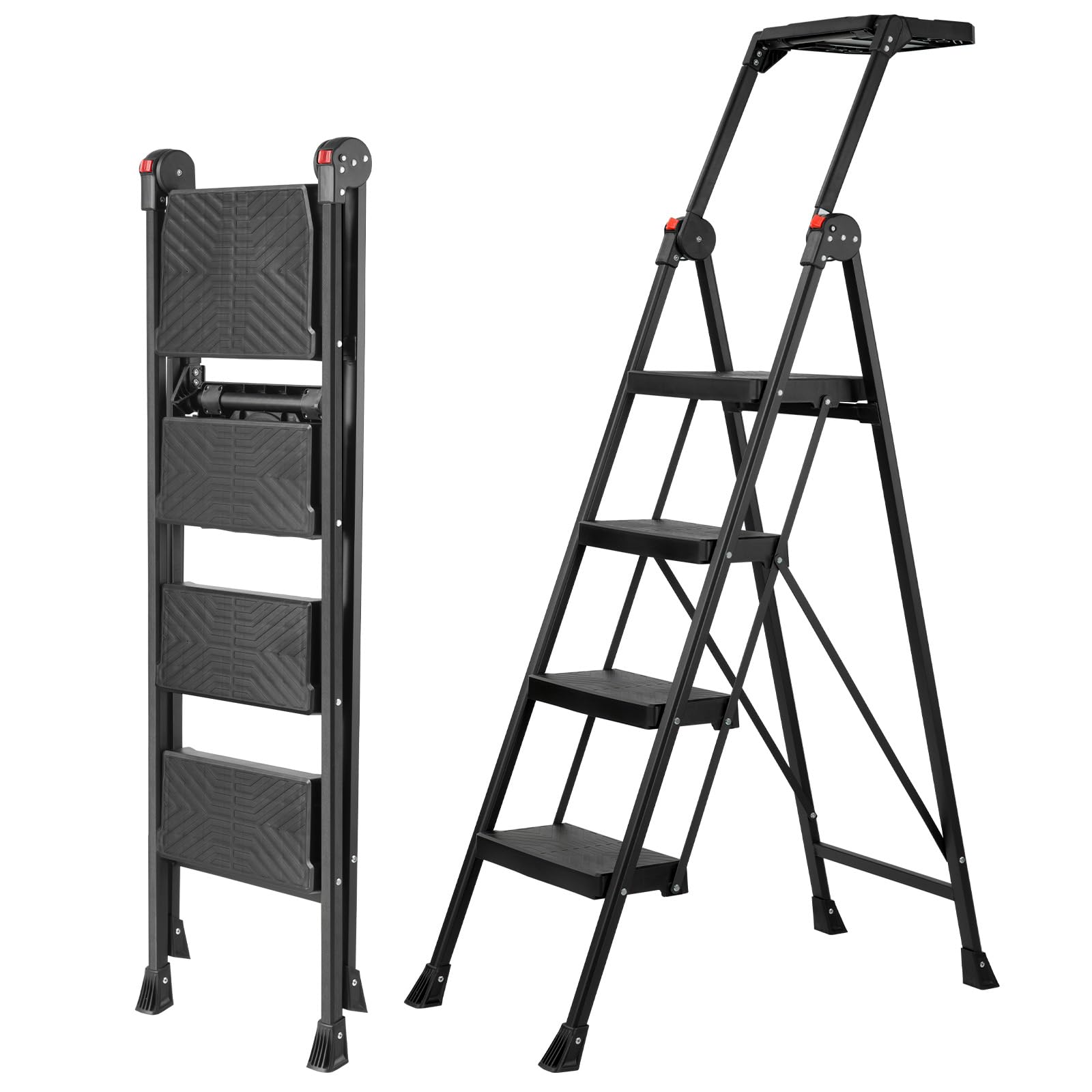 Xinsunho Scala Pieghevole 4 Gradini 300kg, Nero