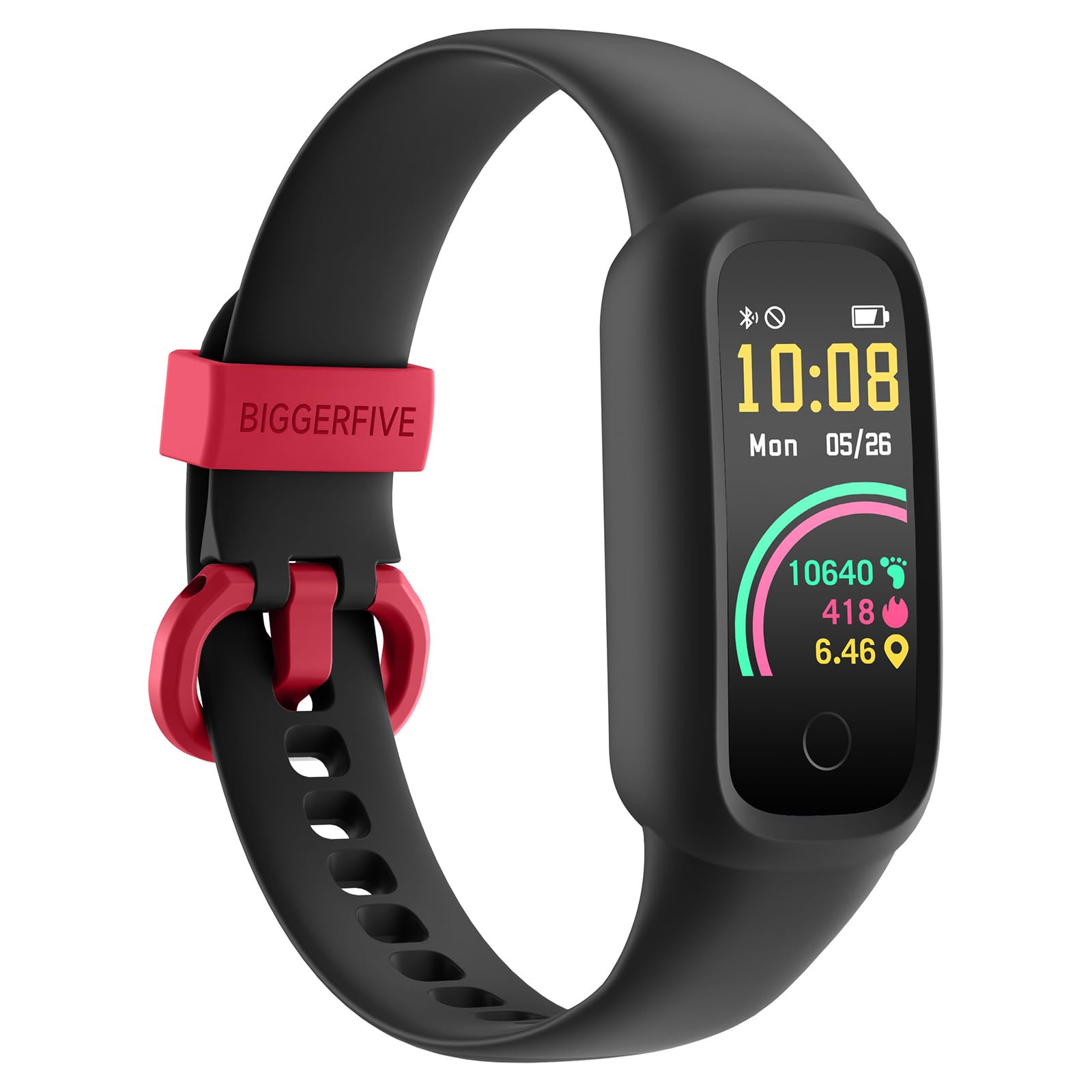 Biggerfive Vigor 2 L - Fitness Tracker per Bambini, Nero