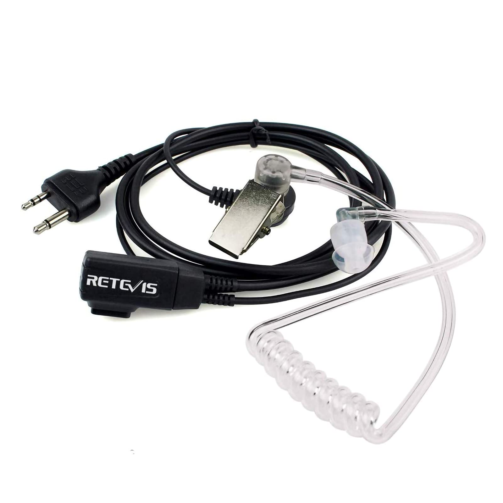 Retevis 2 Pin Cuffie Walkie Talkie Auricolare Compatibile con Midland G7 G9 G6 G12 M24 GXT250 GXT550 GXT650 LXT80 LXT112 Alan39 Auricolari Walkie Talkie con Acustico Trasparente Tubo (1 Pz)