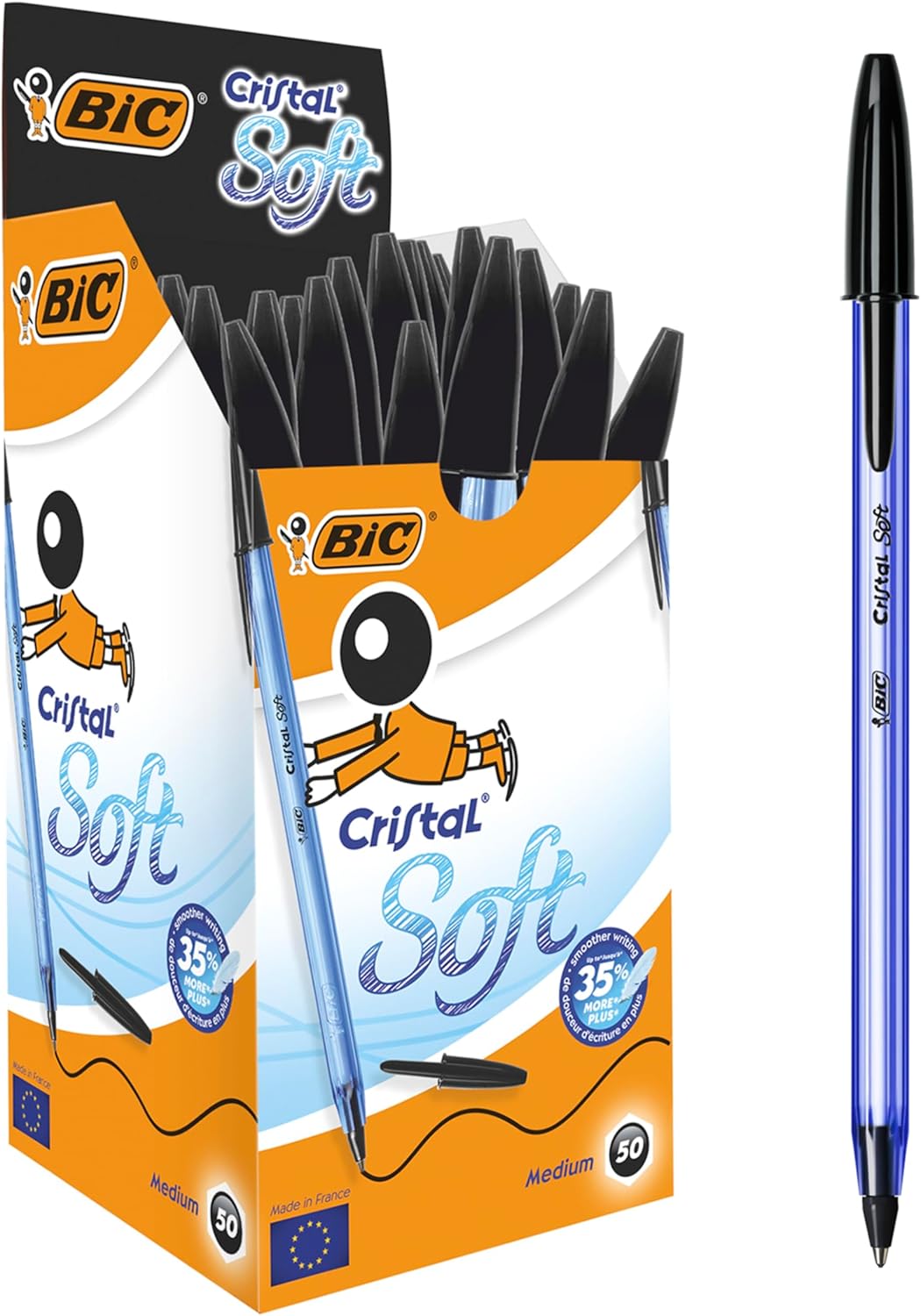 Bic Penne Nere a Sfera Cristal Soft, 50 Pezzi - immagine 1