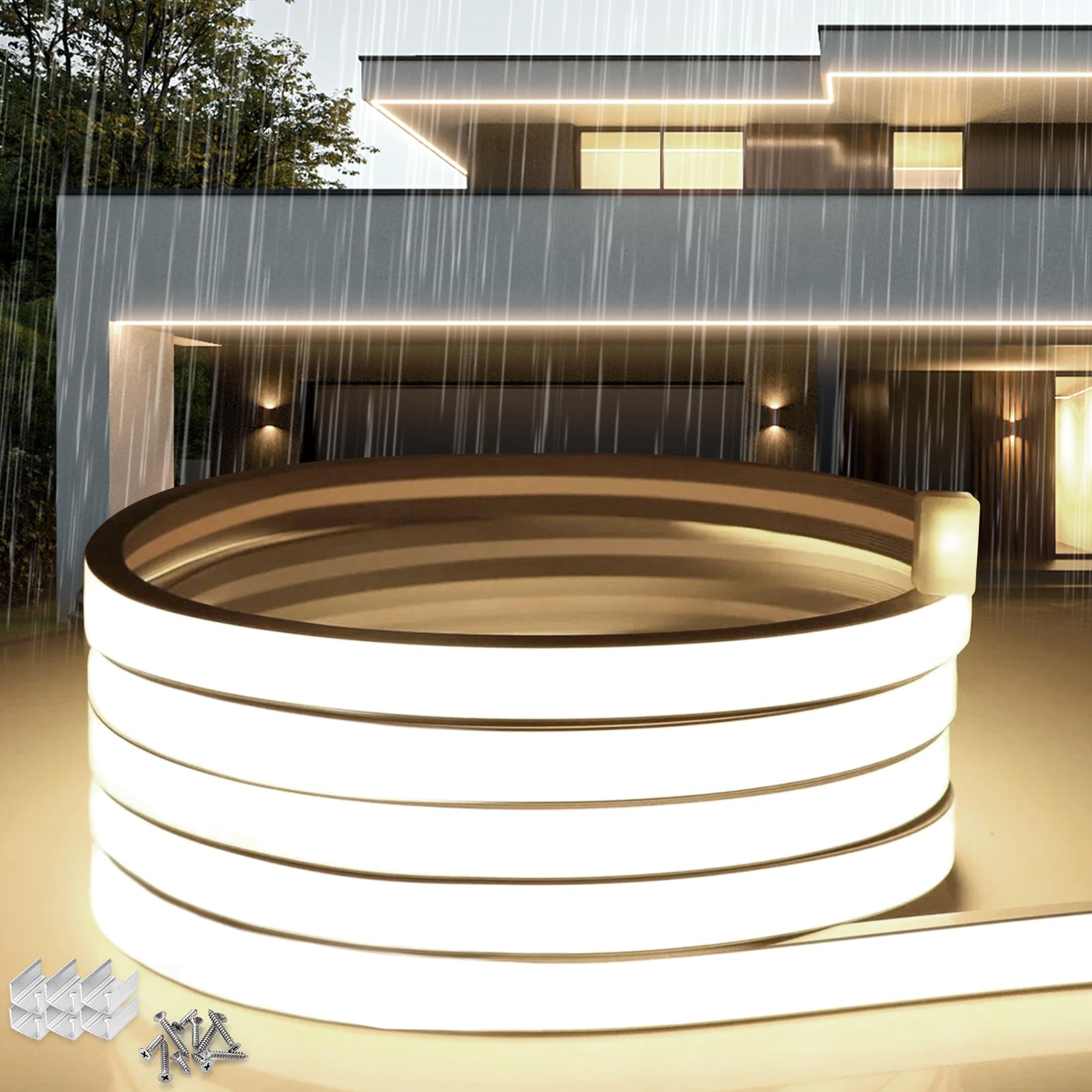 SUCIKORIO Striscia LED Neon 15 Metri 220V Bianco Naturale