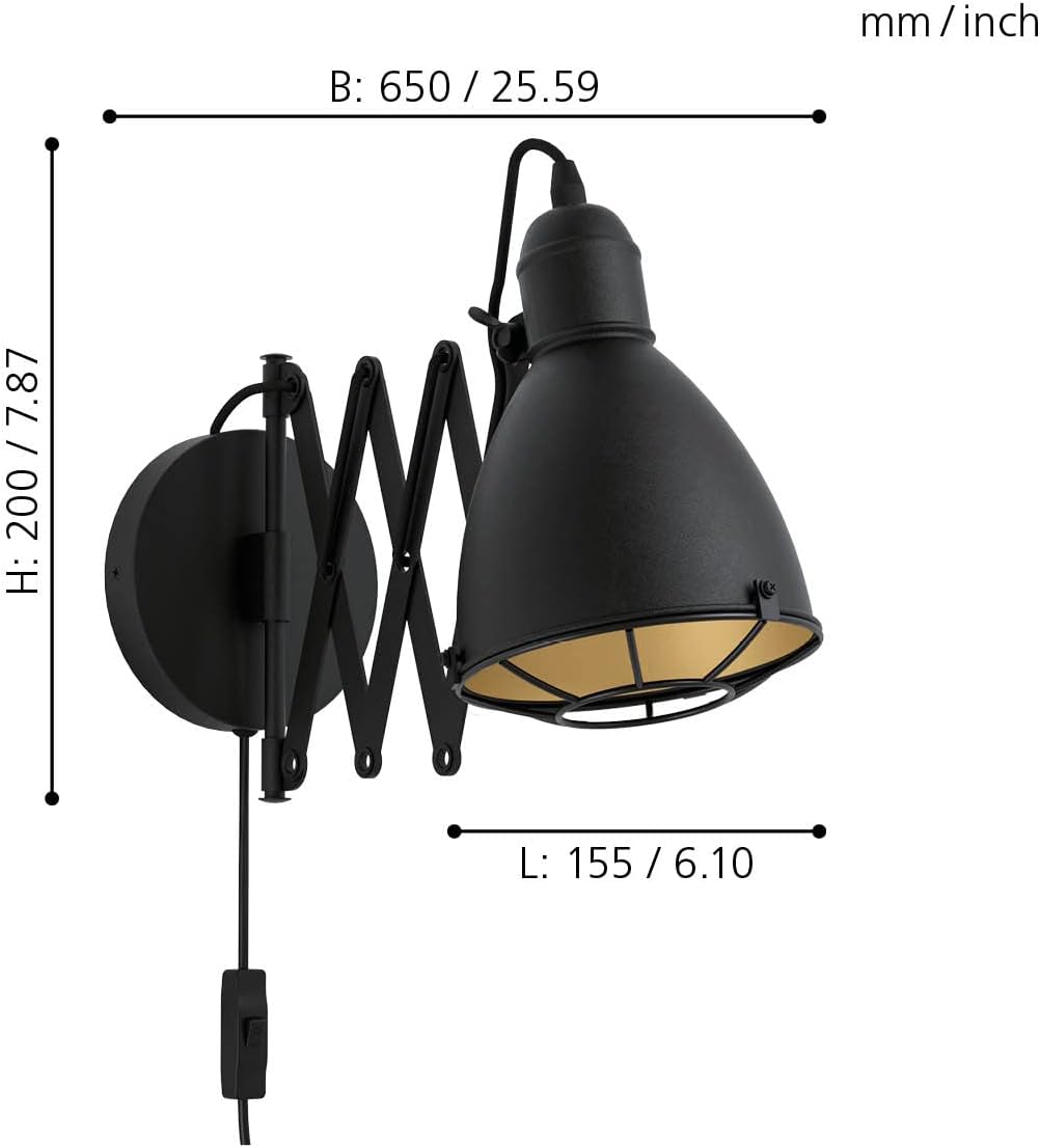 Eglo Lampada da Parete, Nero/Oro - immagine 7