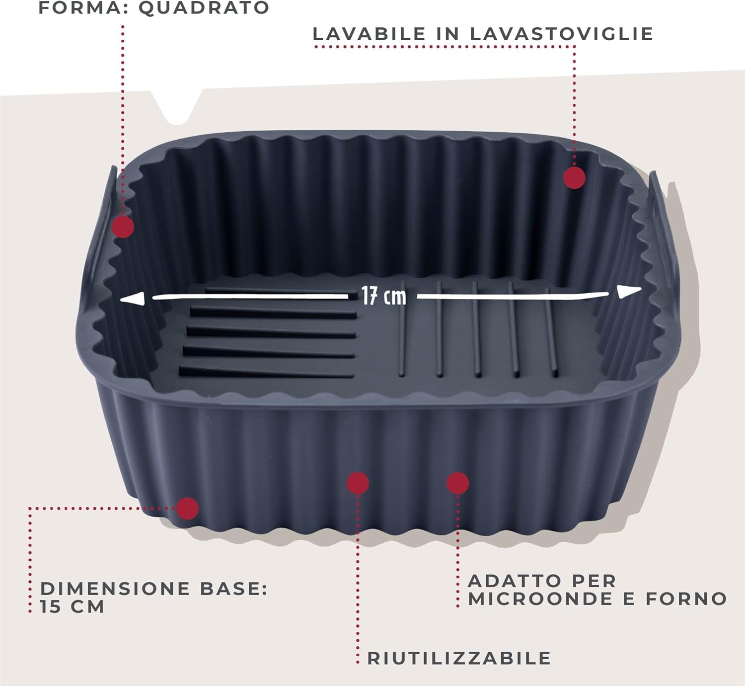 Fackelmann Stampo per Friggitrice ad Aria Quadrato 15cm - immagine 2