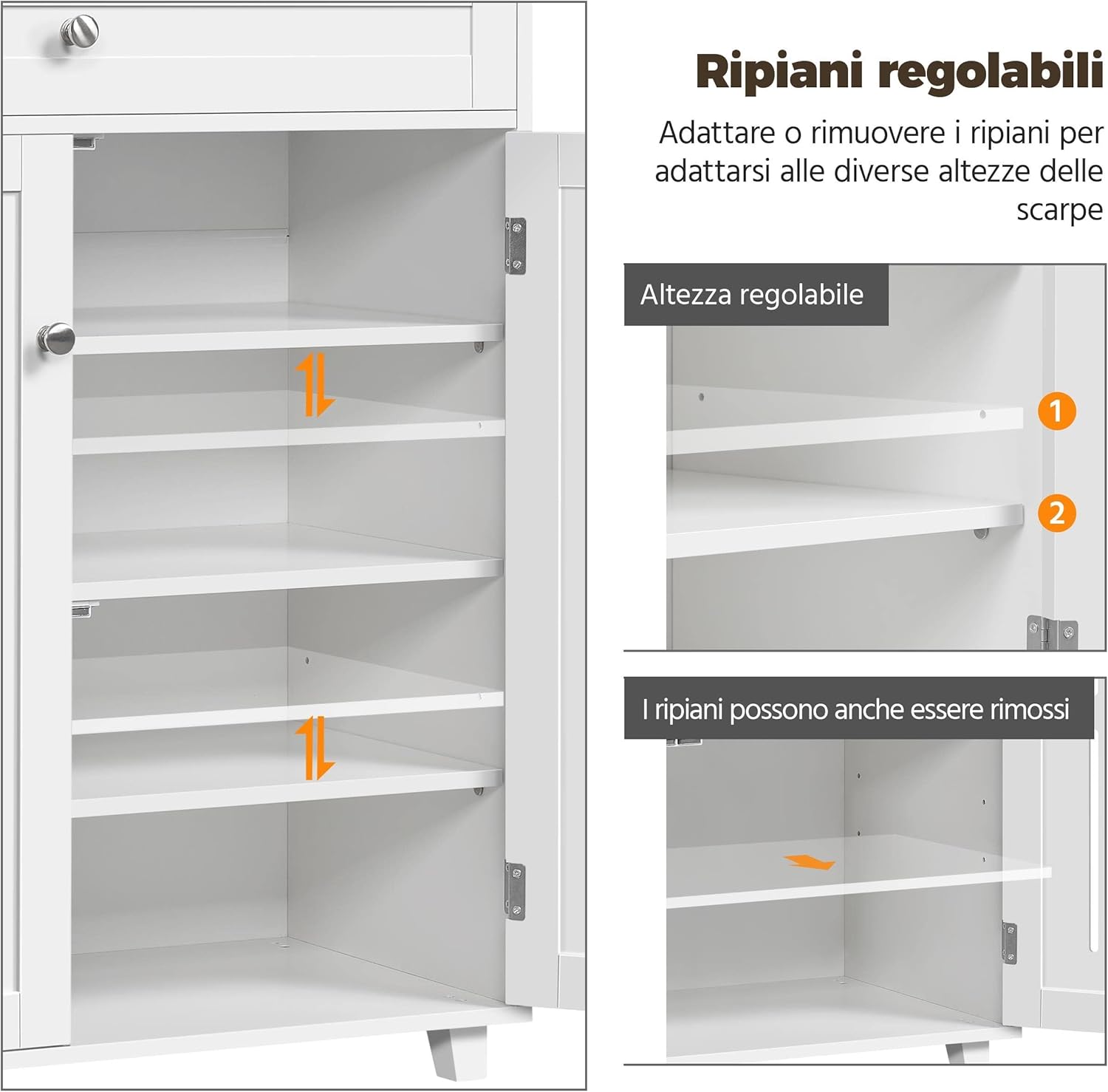 Yaheetech Scarpiera Mobile con Cassetto Bianco - immagine 4