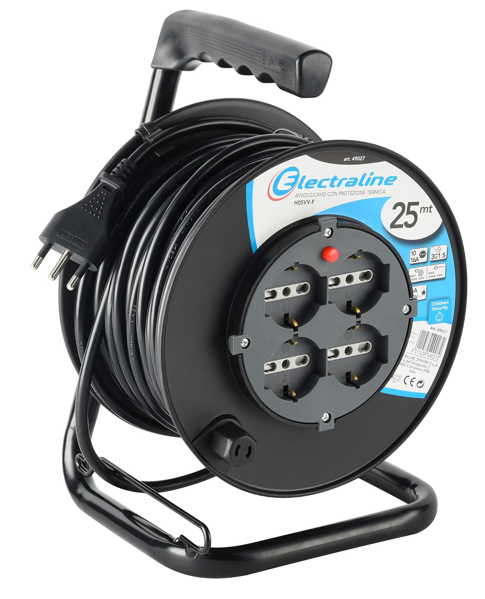 Electraline Prolunga Elettrica con Avvolgicavo 25m