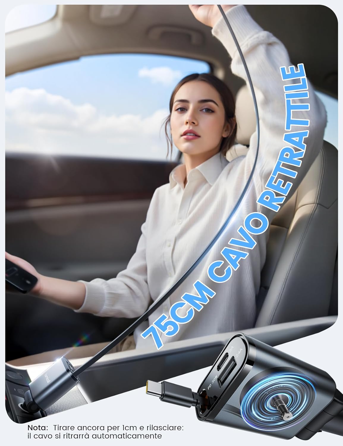 Lamicall 3-IN-1 Caricatore Auto USB C 50W Super Compatto - immagine 5