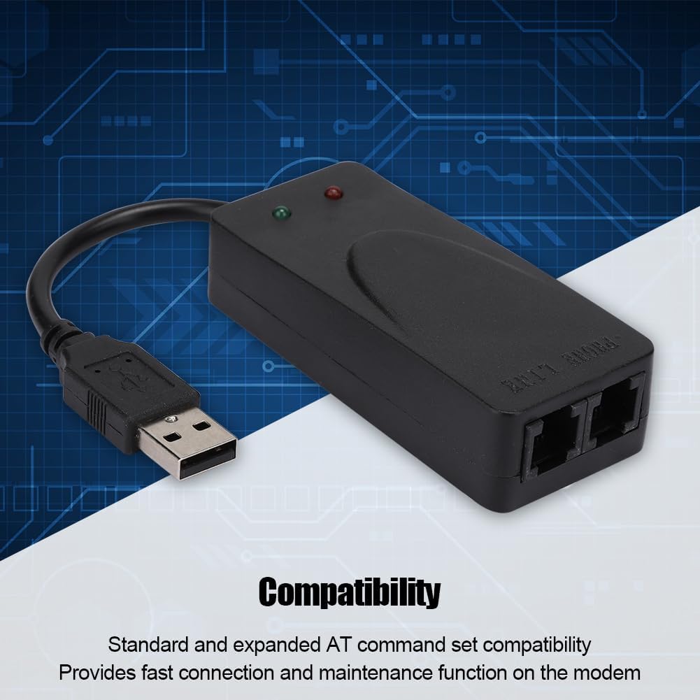 Modem Esterno Dual Port 56K USB2.0, Plug and Play per 98/2000/ME/XP ...