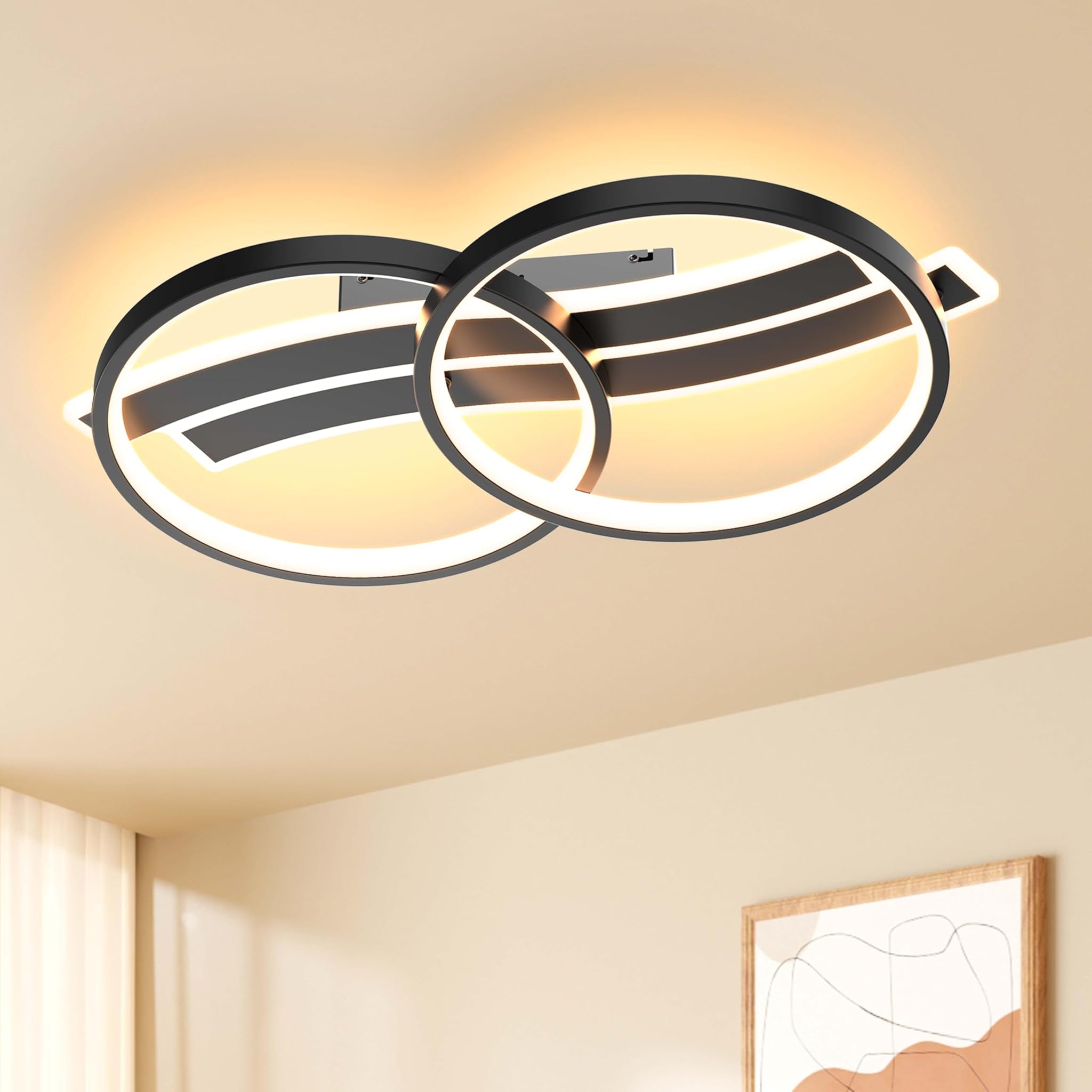 Mounm Lampadario LED Soffitto Dimmerabile 30W, Nero