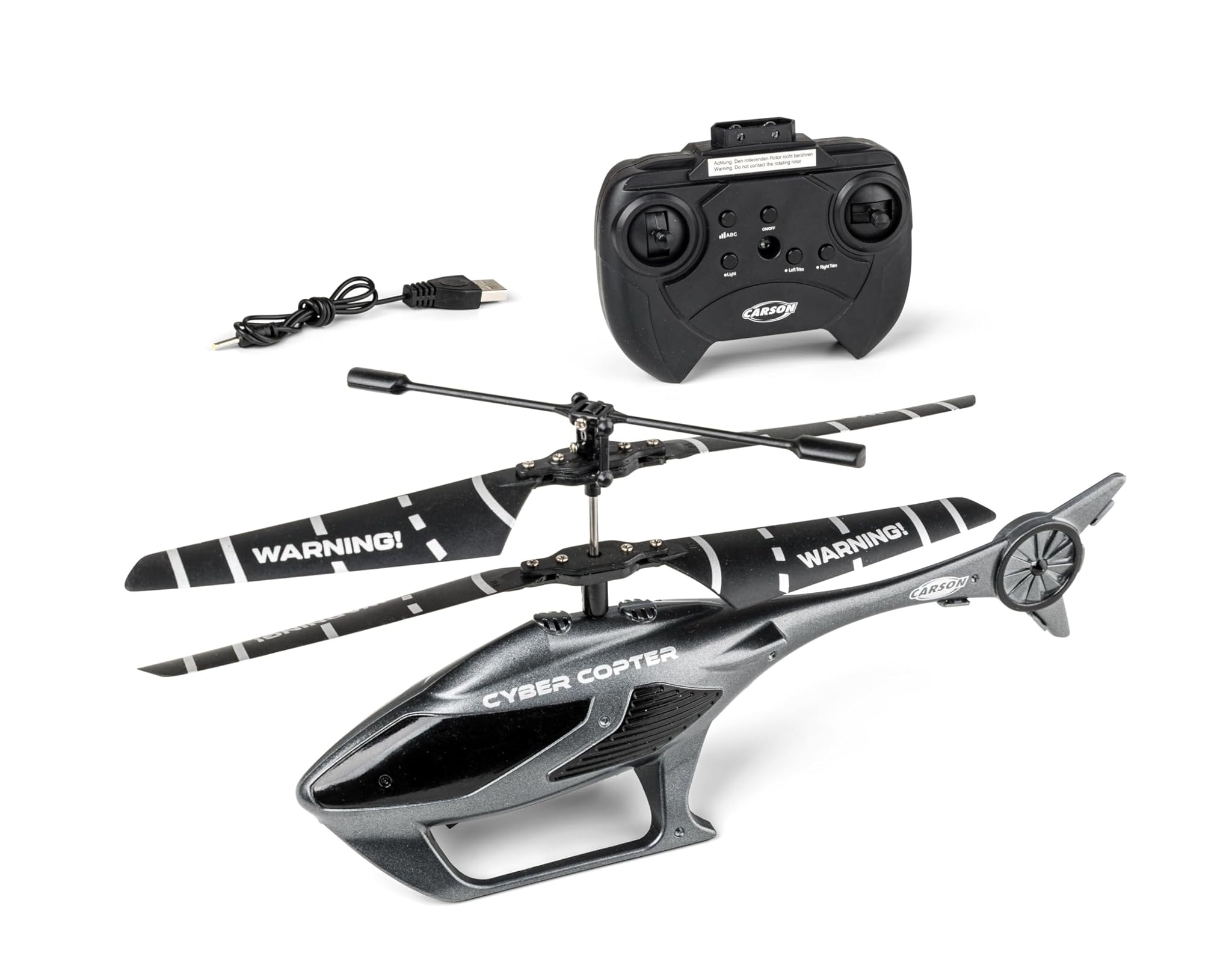 Carson Cyber Copter IR 2Ch RTF grigio - Elicottero, per principianti, RC Heli, giocattolo telecomandato, telecomandato