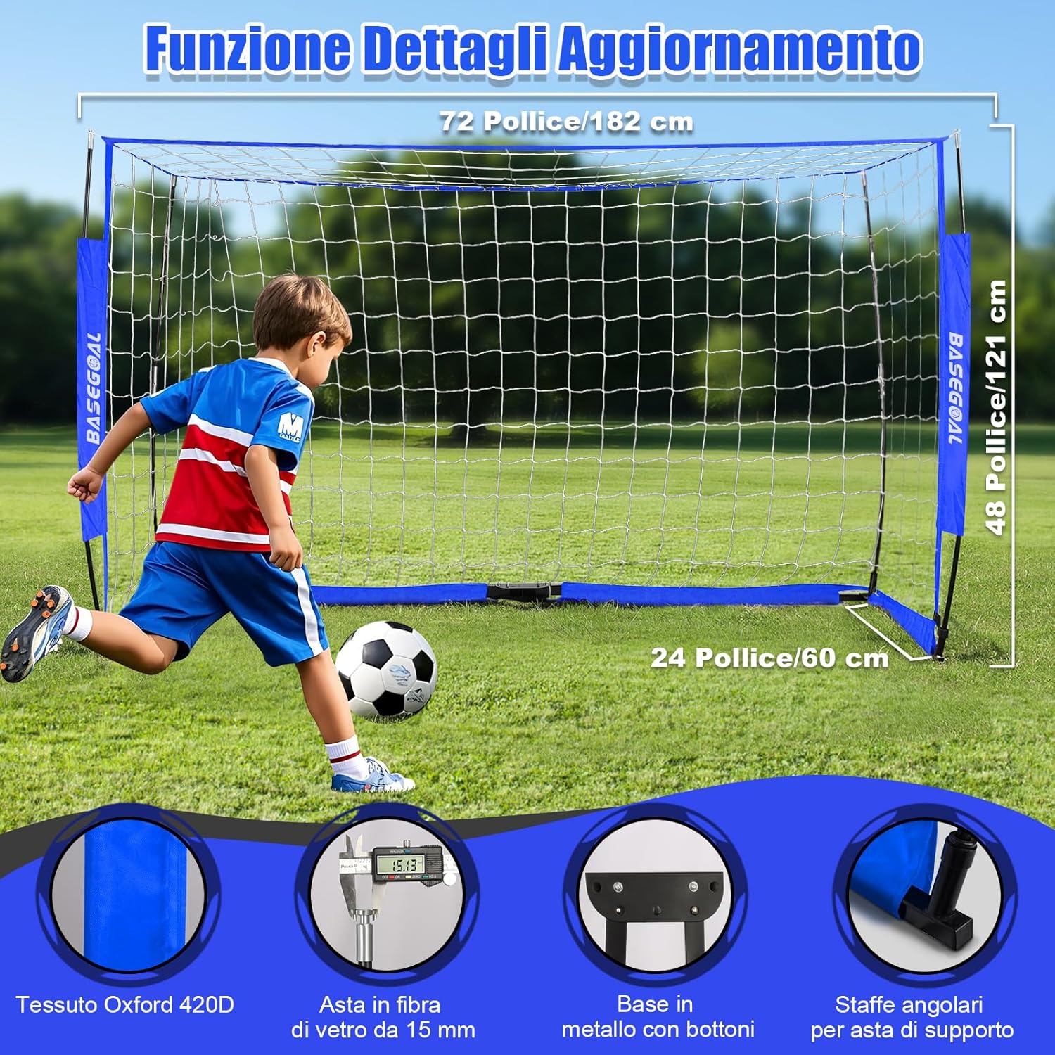 Porta da Calcio Grande Portatile 180x120cm - immagine 2