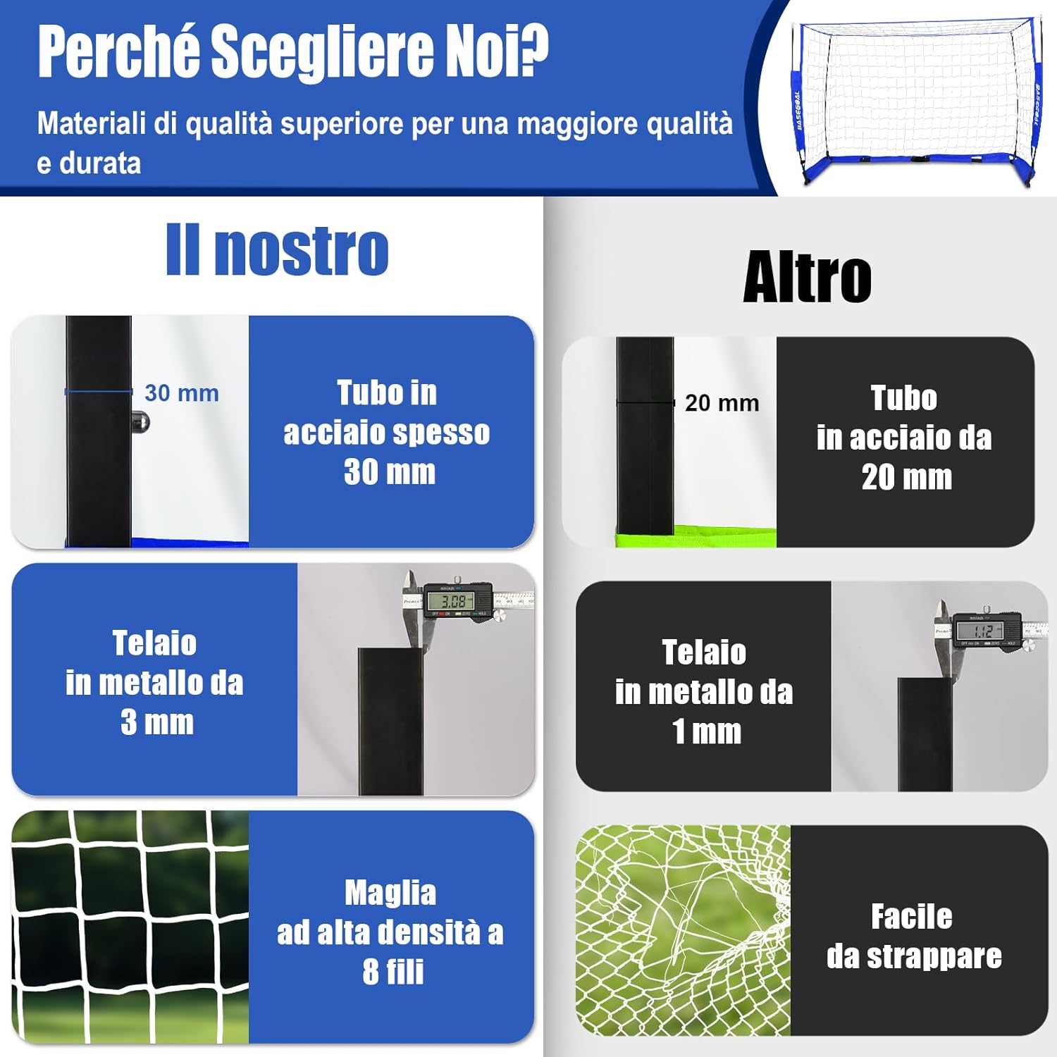 Porta da Calcio Grande Portatile 180x120cm - immagine 4