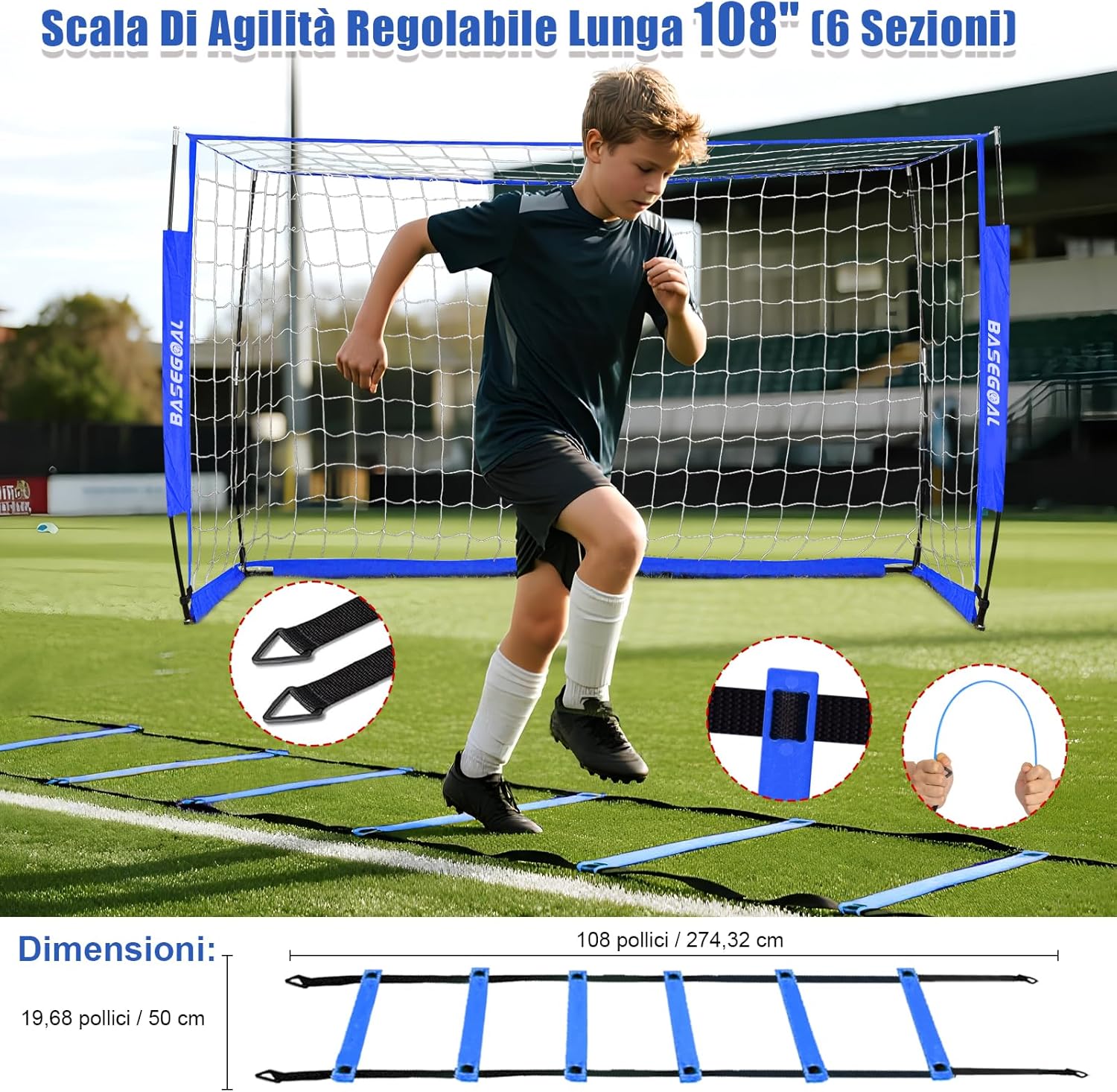 Porta da Calcio Grande Portatile 180x120cm - immagine 6