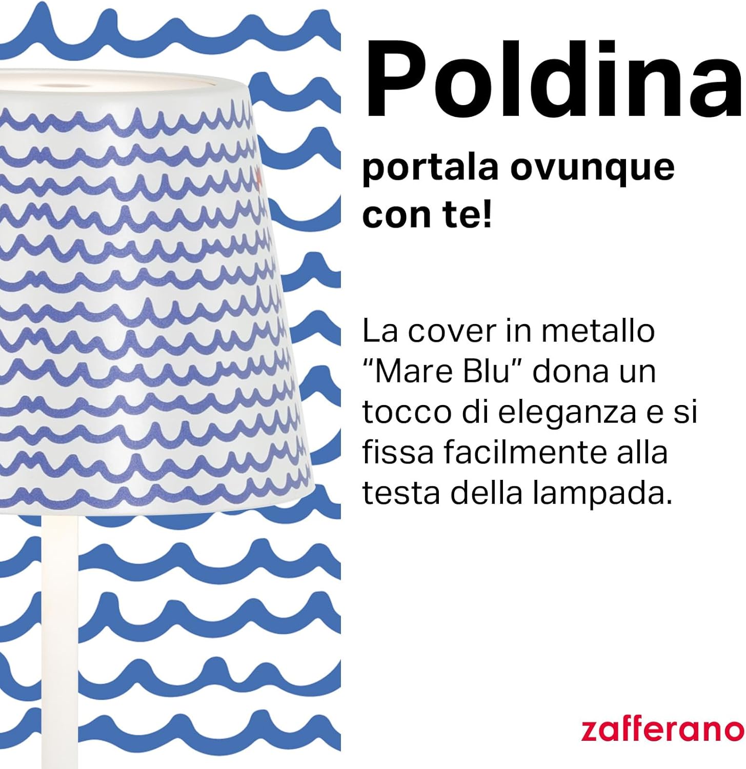 Zafferano Poldina Pro - Lampada Tavolo Ricaricabile, Bianco - immagine 3