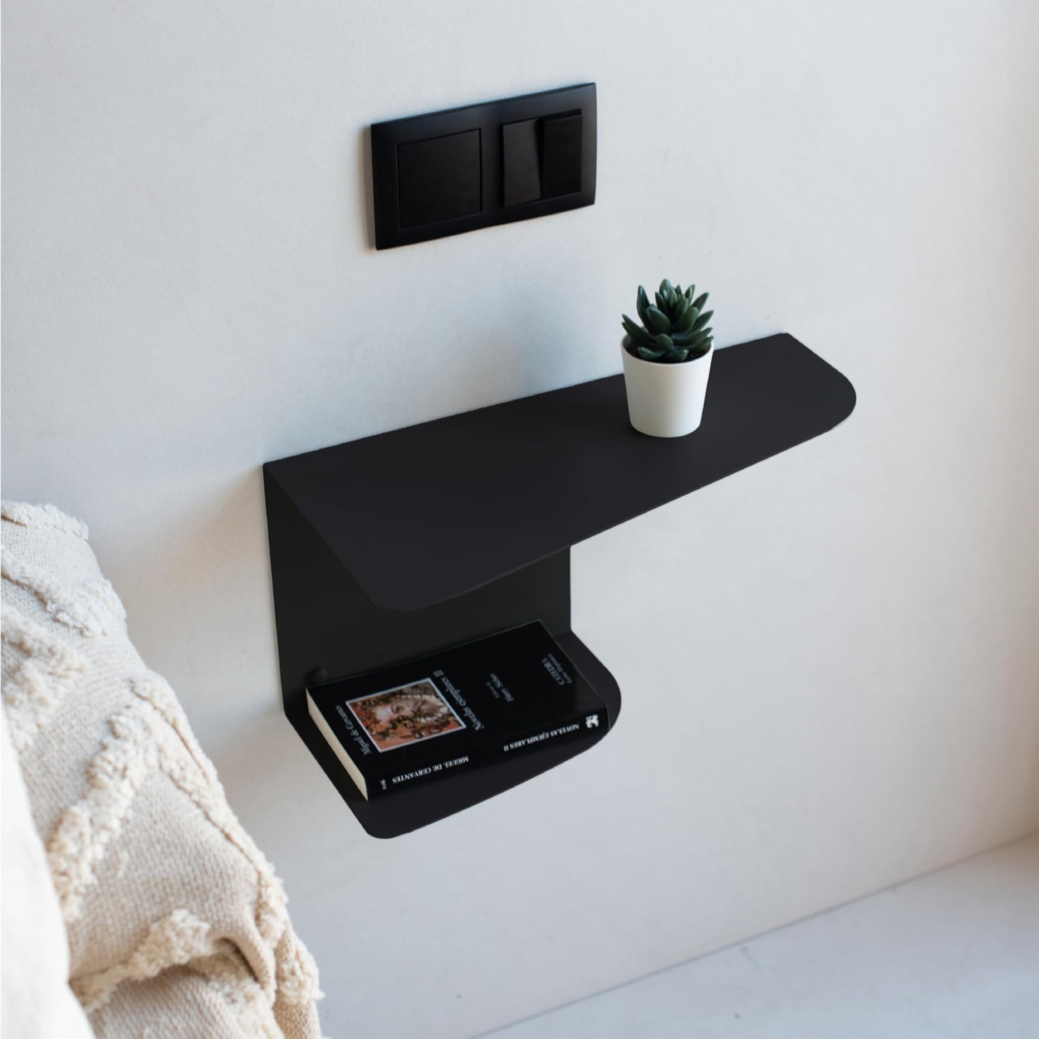 Miluka Set 2 Comodini Neri 40x20cm in Metallo