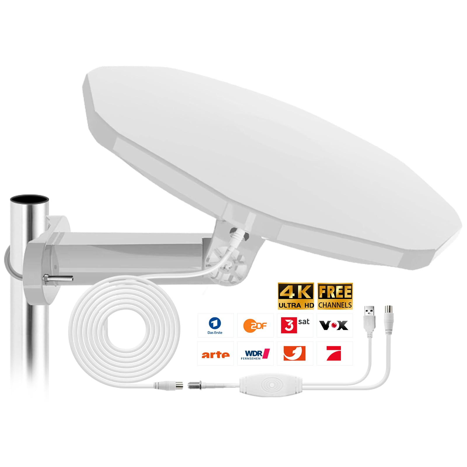 Antenna DVBT2 con Amplificatore 360°