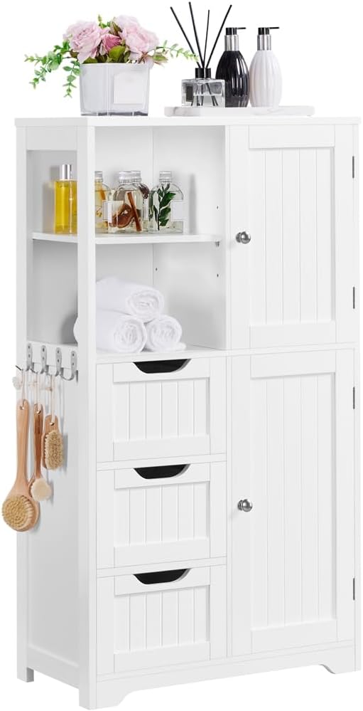 Yaheetech Mobile da Bagno Bianco con 3 Cassetti - immagine 1