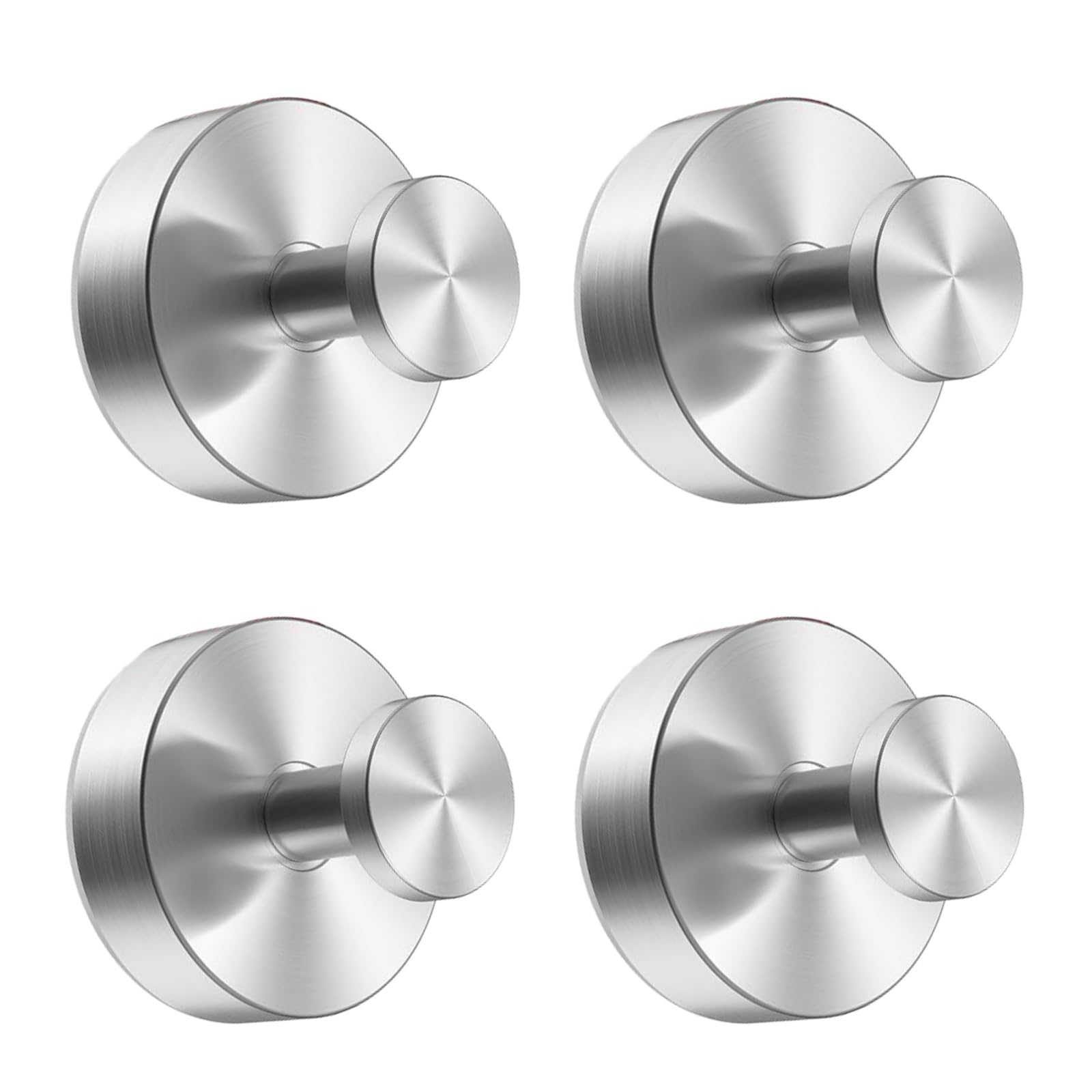 4 Ganci a Ventosa in Acciaio Inox, Argento