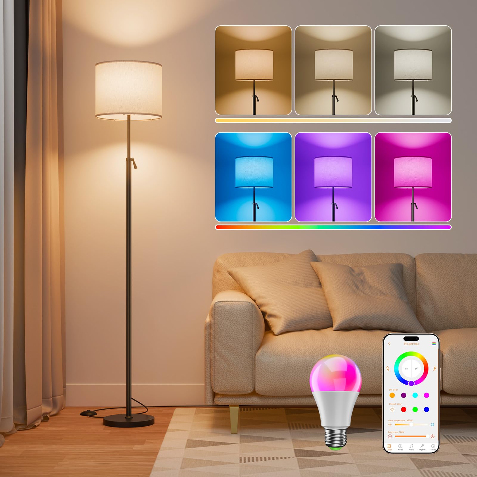 DUSKTEC Lampada da Terra RGB Smart Compatibile Alexa