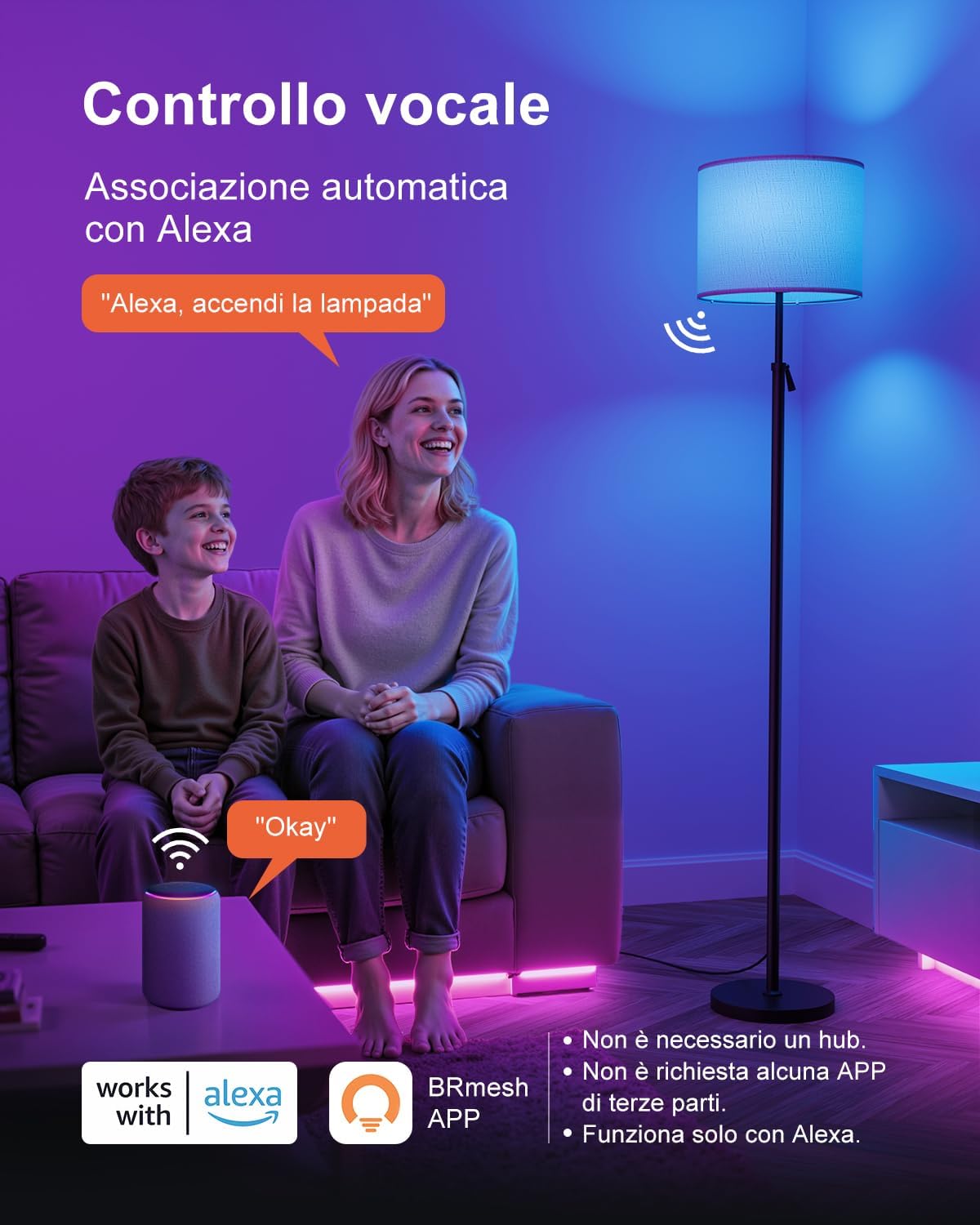 DUSKTEC Lampada da Terra RGB Smart Compatibile Alexa - immagine 2