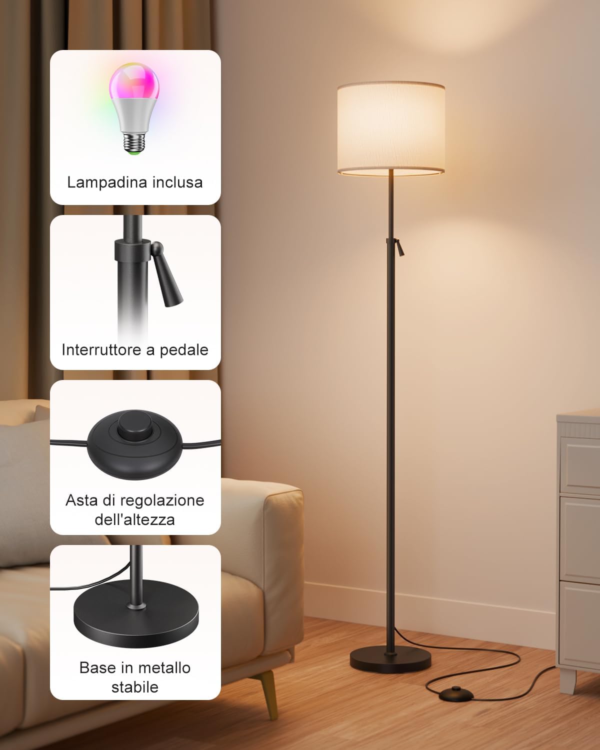 DUSKTEC Lampada da Terra RGB Smart Compatibile Alexa - immagine 7