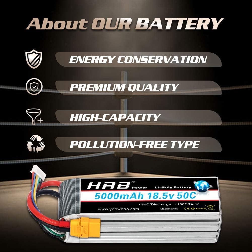 HRB 5S 18.5V 5000mAh 50-100C RC Lipo Batteria XT90 - immagine 3