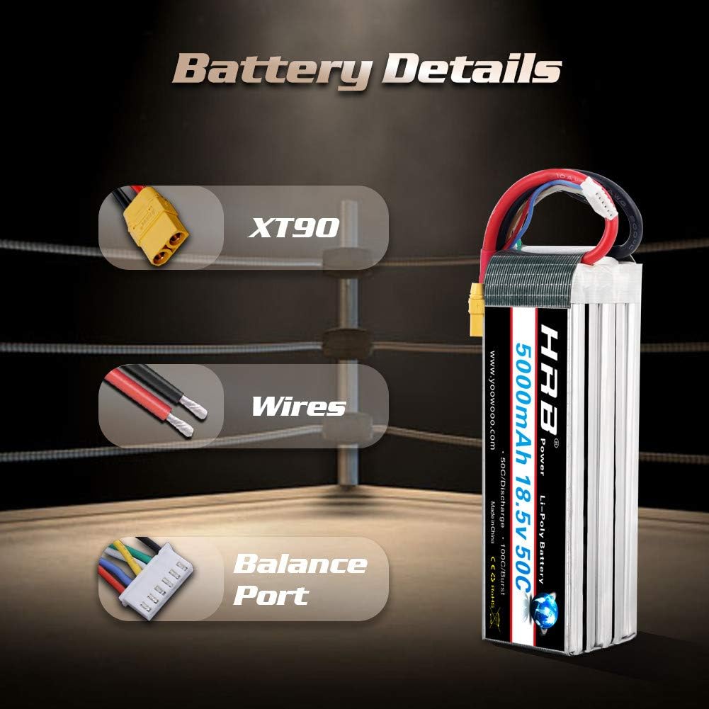 HRB 5S 18.5V 5000mAh 50-100C RC Lipo Batteria XT90 - immagine 4