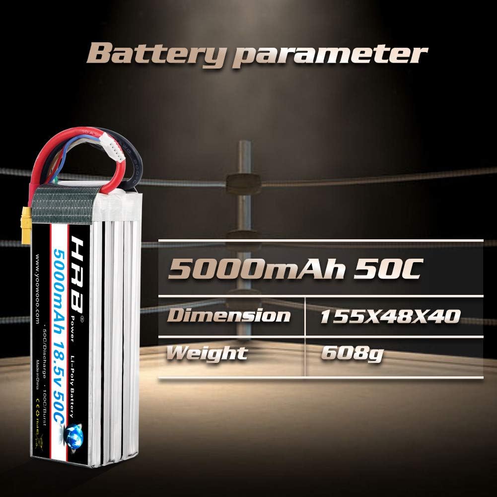 HRB 5S 18.5V 5000mAh 50-100C RC Lipo Batteria XT90 - immagine 5