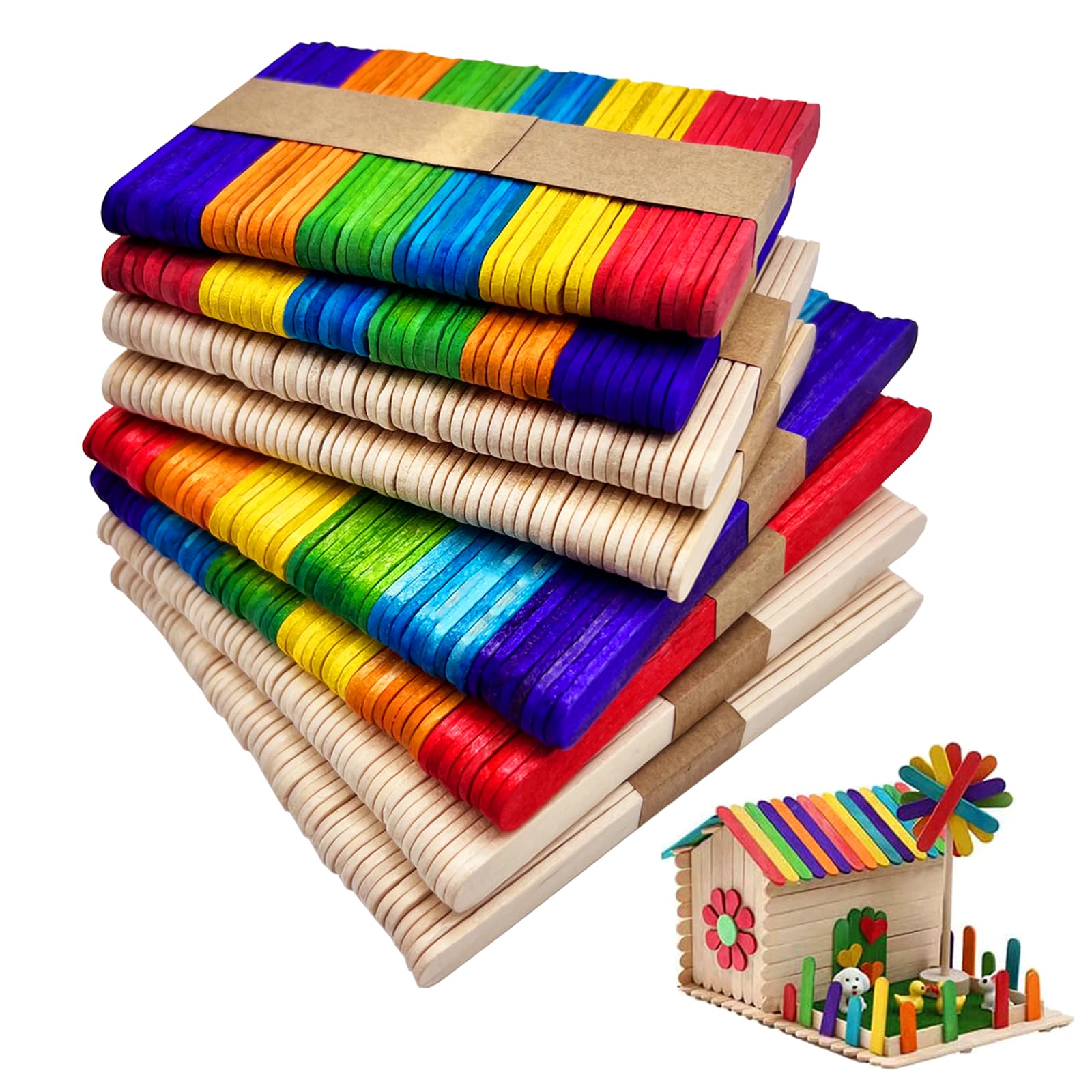 Bastoncini di Legno Colorati 400 Pcs per Artigianato Fai-da-te