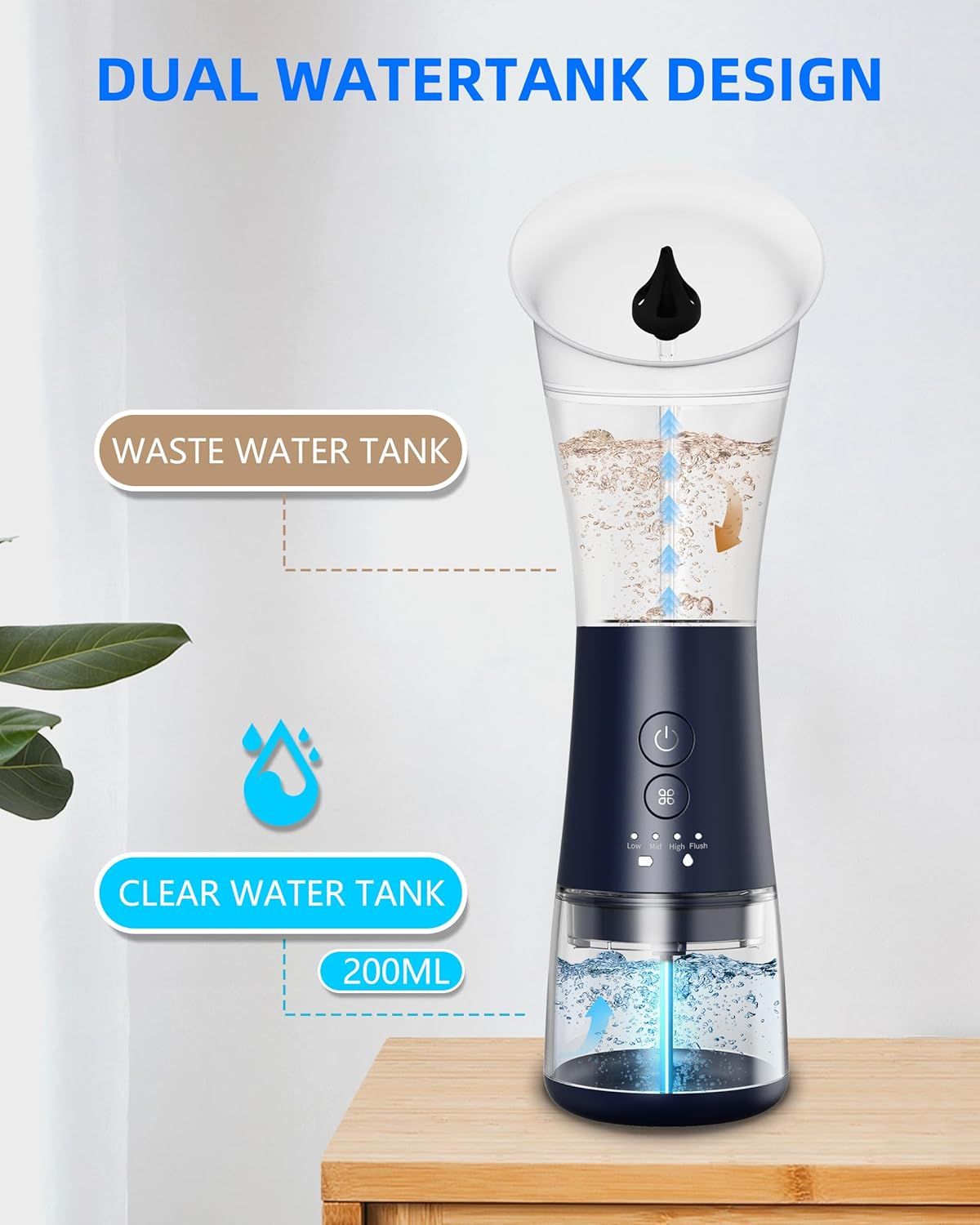 Vinipo Pulitore Auricolare Elettrico con Doppio Serbatoio, Blu - immagine 2