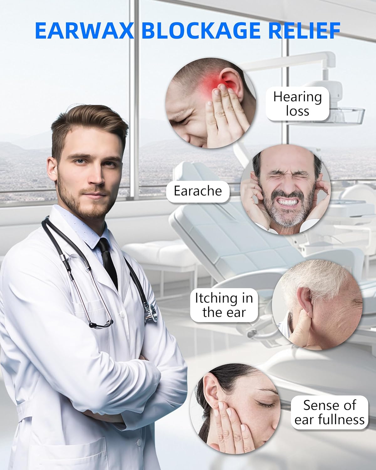 Vinipo Pulitore Auricolare Elettrico con Doppio Serbatoio, Blu - immagine 5