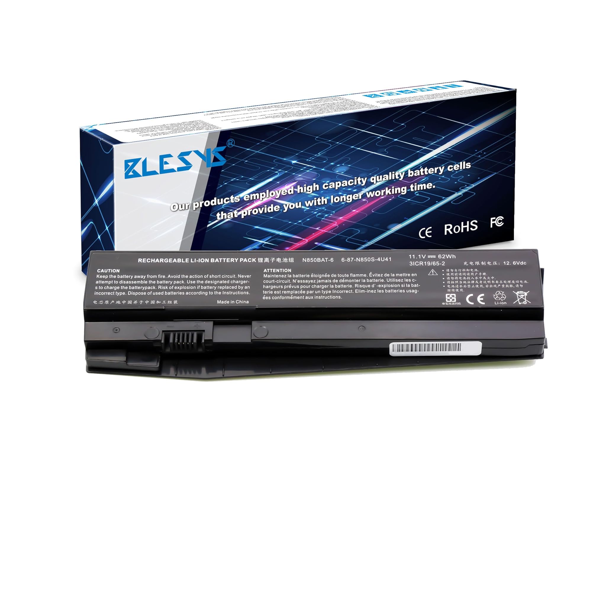 Blesys Batteria N850BAT-6 per CLEVO N850 N850EJ