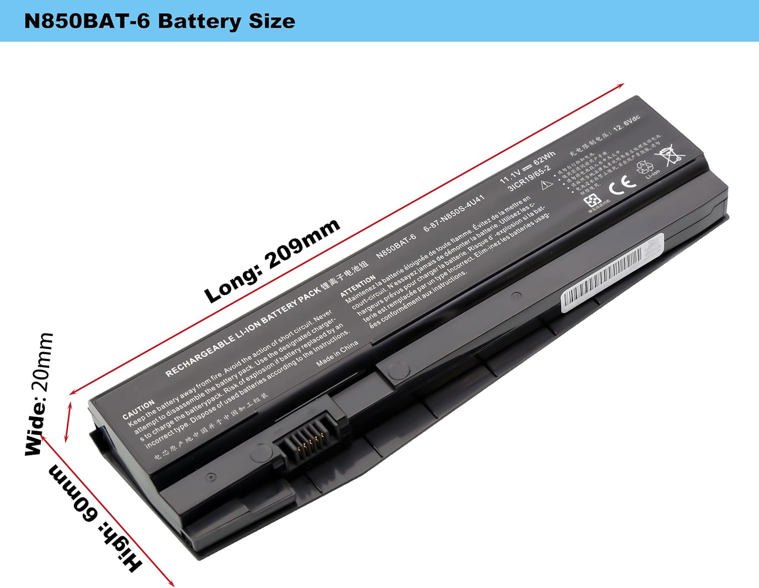 Blesys Batteria N850BAT-6 per CLEVO N850 N850EJ - immagine 2