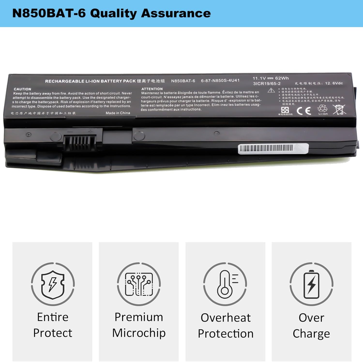 Blesys Batteria N850BAT-6 per CLEVO N850 N850EJ - immagine 4