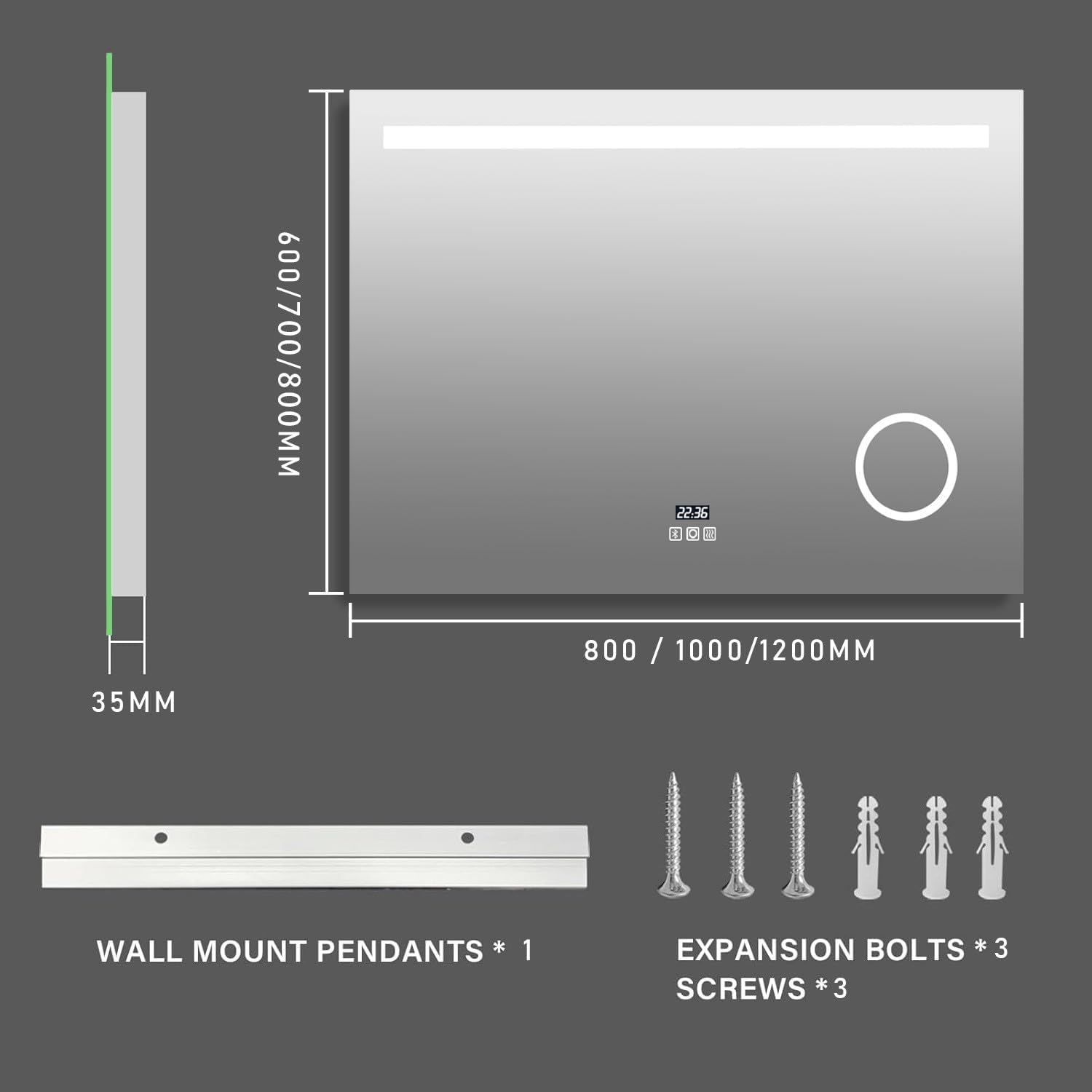 Specchio Bagno con Luce LED 100x70 cm - immagine 2