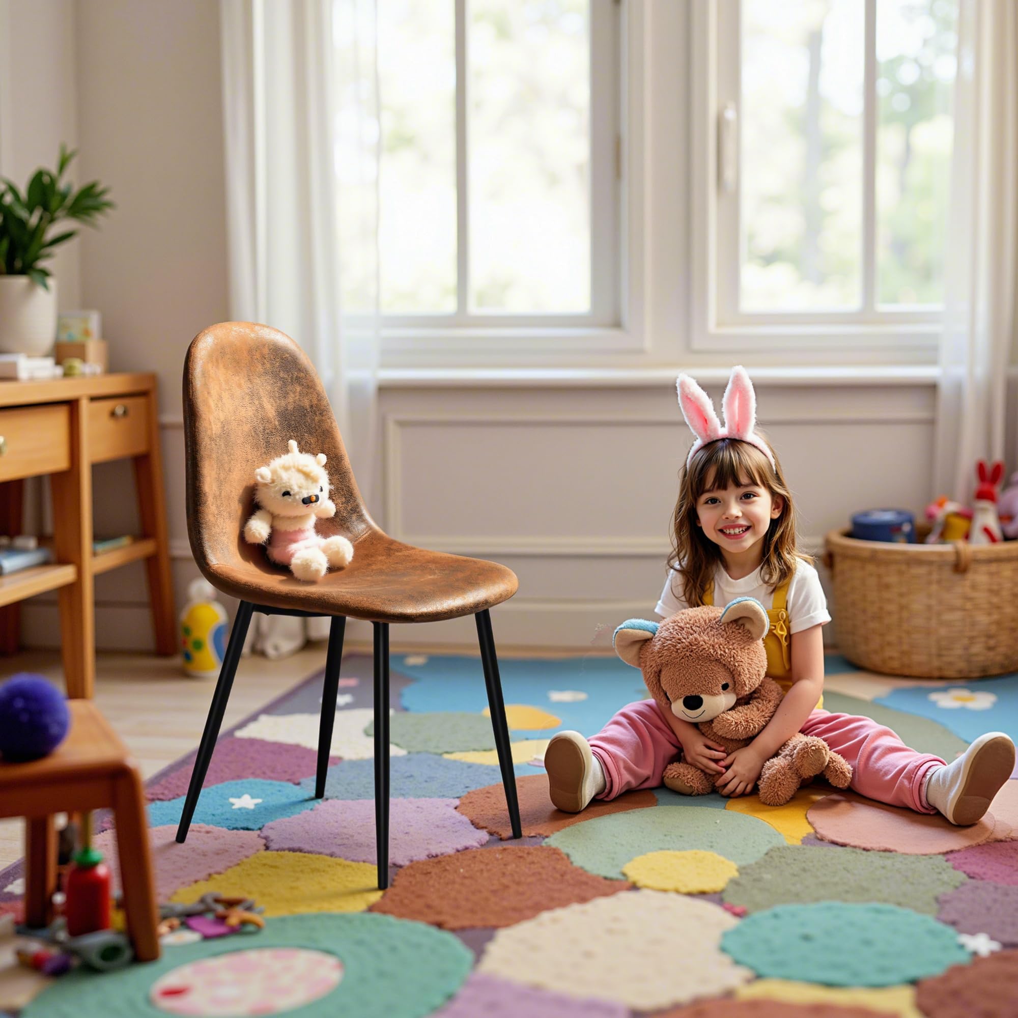 Furniturer Set 4 Sedie Scrivania Bambini - Velluto