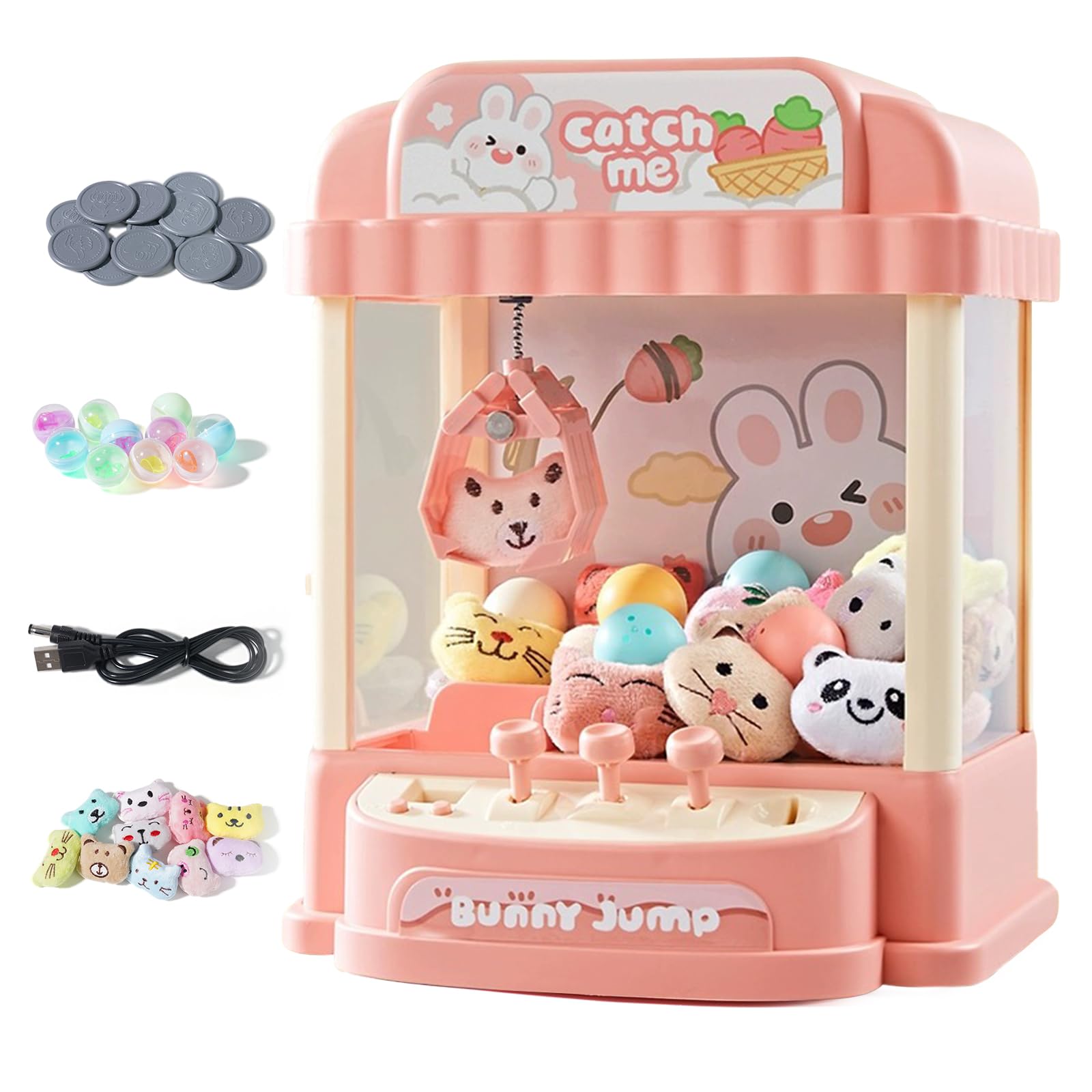 Mini Macchina per Artigli per Bambini con Musica, Rosa