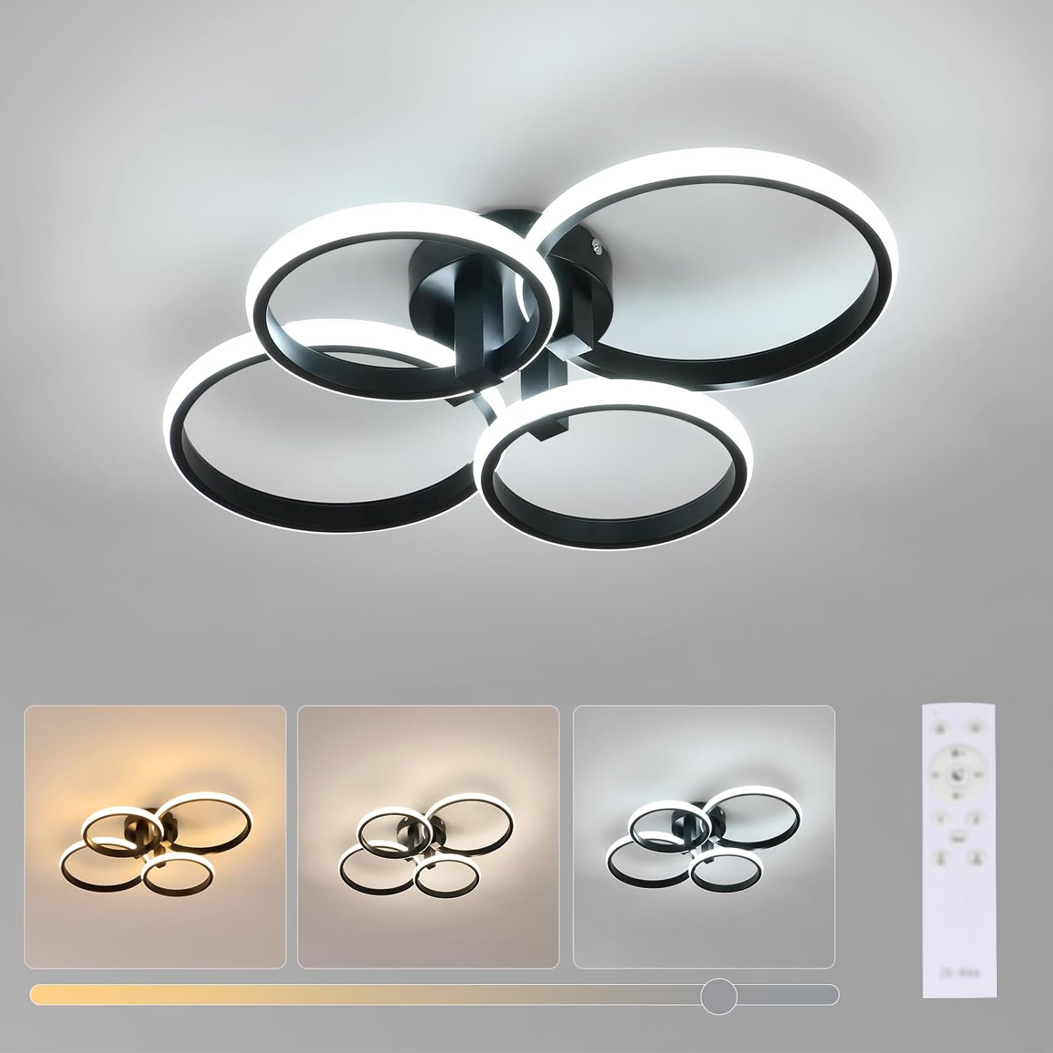 Senqiu Plafoniera LED Soffitto Dimmerabile 76W Nera - immagine 1