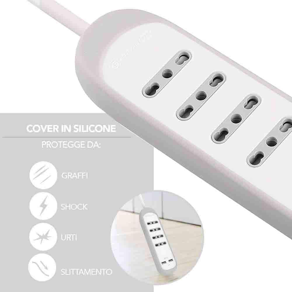 Electraline 62061 Multipresa 4 Posti Bivalenti e 2 USB 2.1A - immagine 2