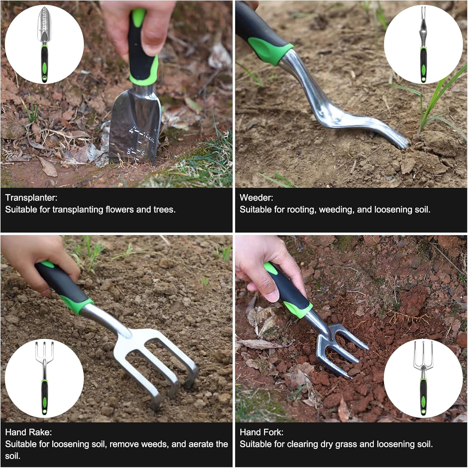 Penobon Attrezzi Giardinaggio 13 Pezzi in Acciaio Inossidabile - immagine 3