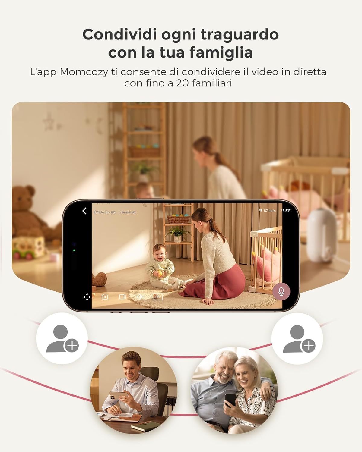 Momcozy BM04 Baby Monitor WiFi con 2 Telecamere 1080P - immagine 7