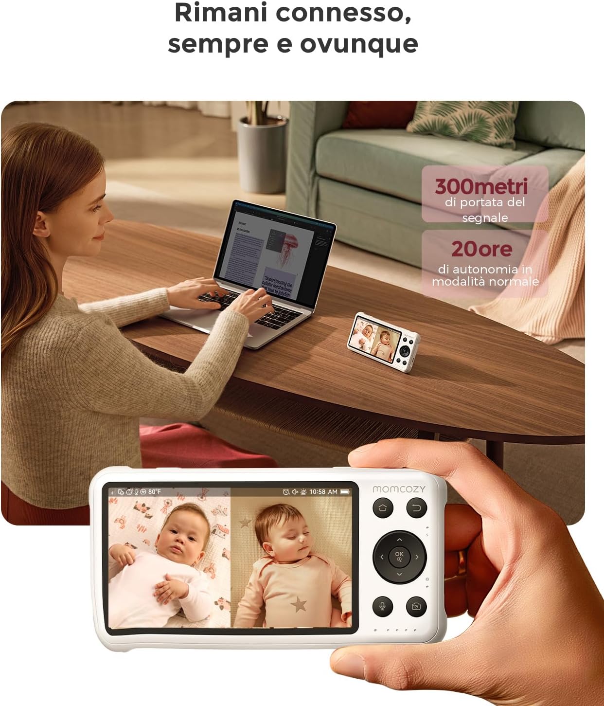 Momcozy BM04 Baby Monitor WiFi con 2 Telecamere 1080P - immagine 8