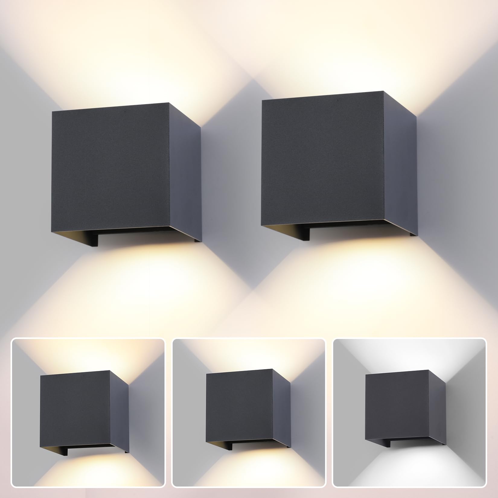 Lampada da Parete LED 15W Regolabile 3 Colori, Antracite