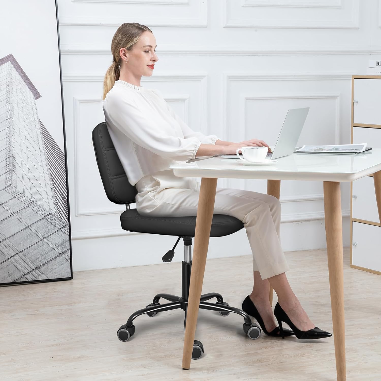 Leader Accessories Sedia da Ufficio Ergonomica, Nero - immagine 2