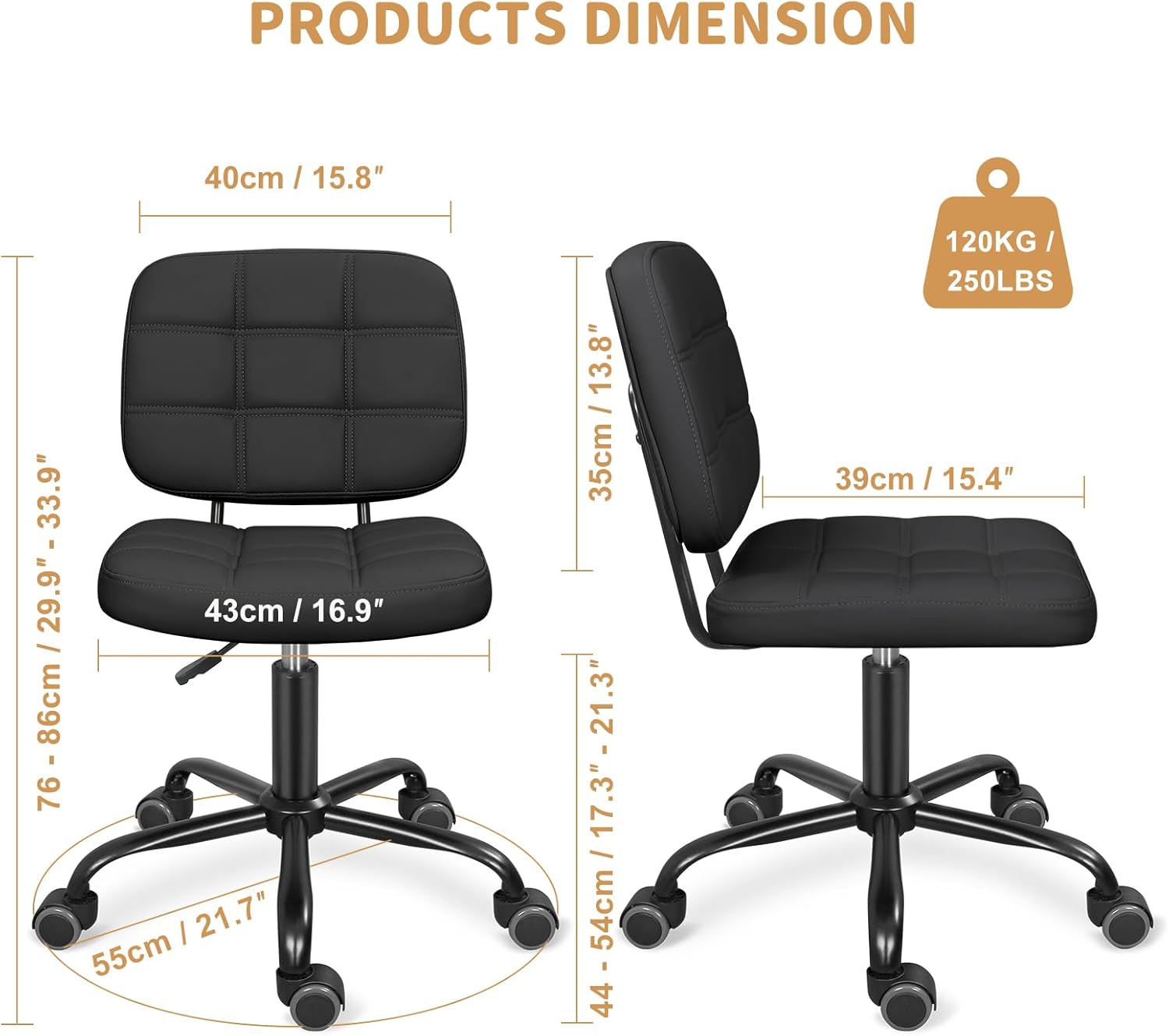 Leader Accessories Sedia da Ufficio Ergonomica, Nero - immagine 3