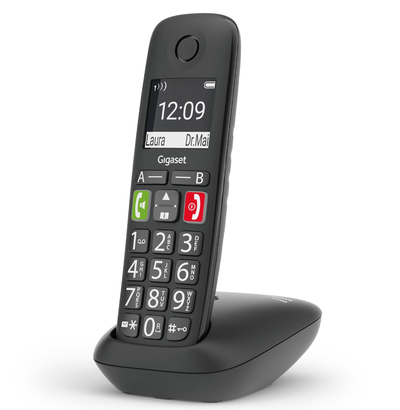 Gigaset E290 - Telefono con Suonerie Forti e Numeri Grandi, Nero