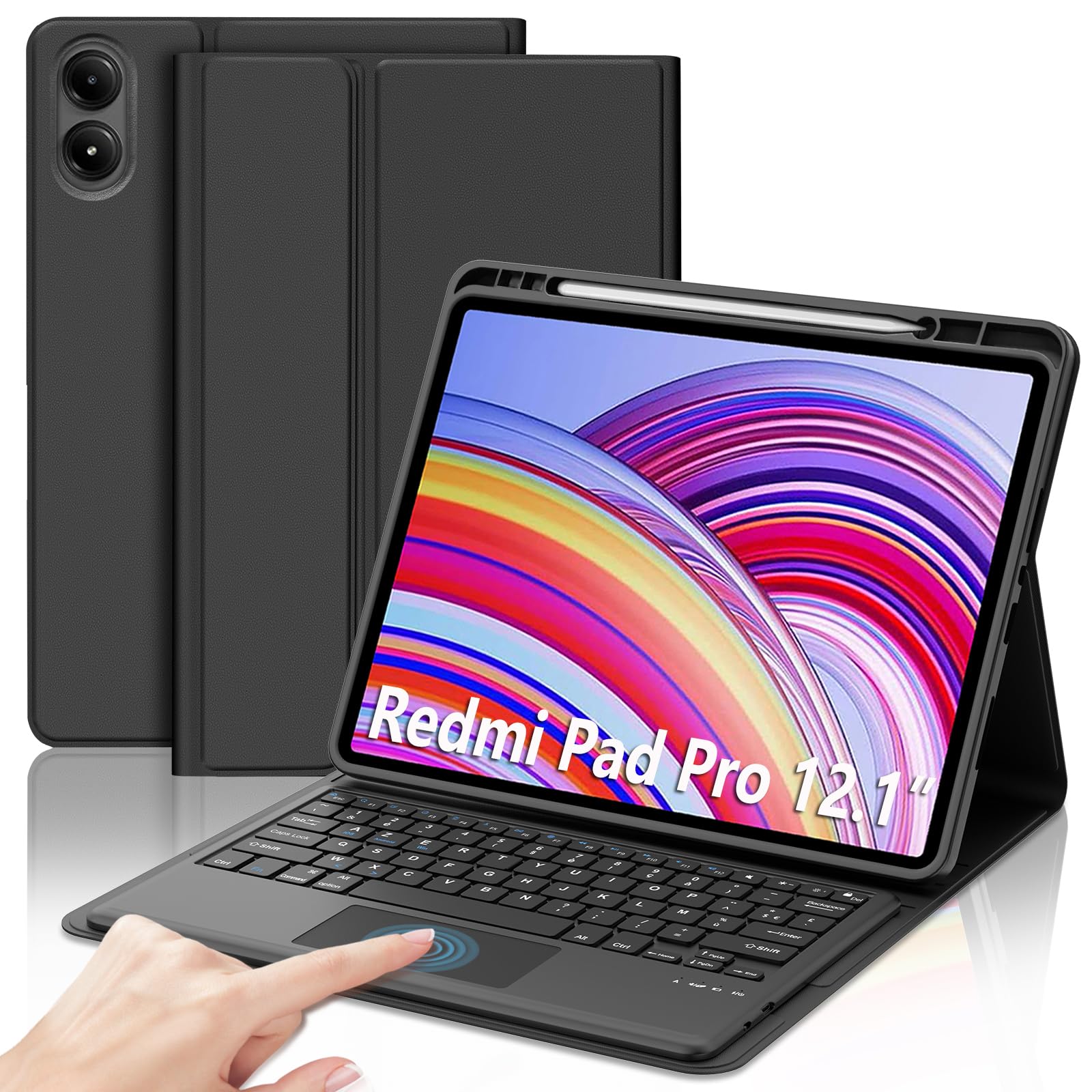 Jademall Tastiera Trackpad per Redmi Pad Pro 12.1" 2024, Nera