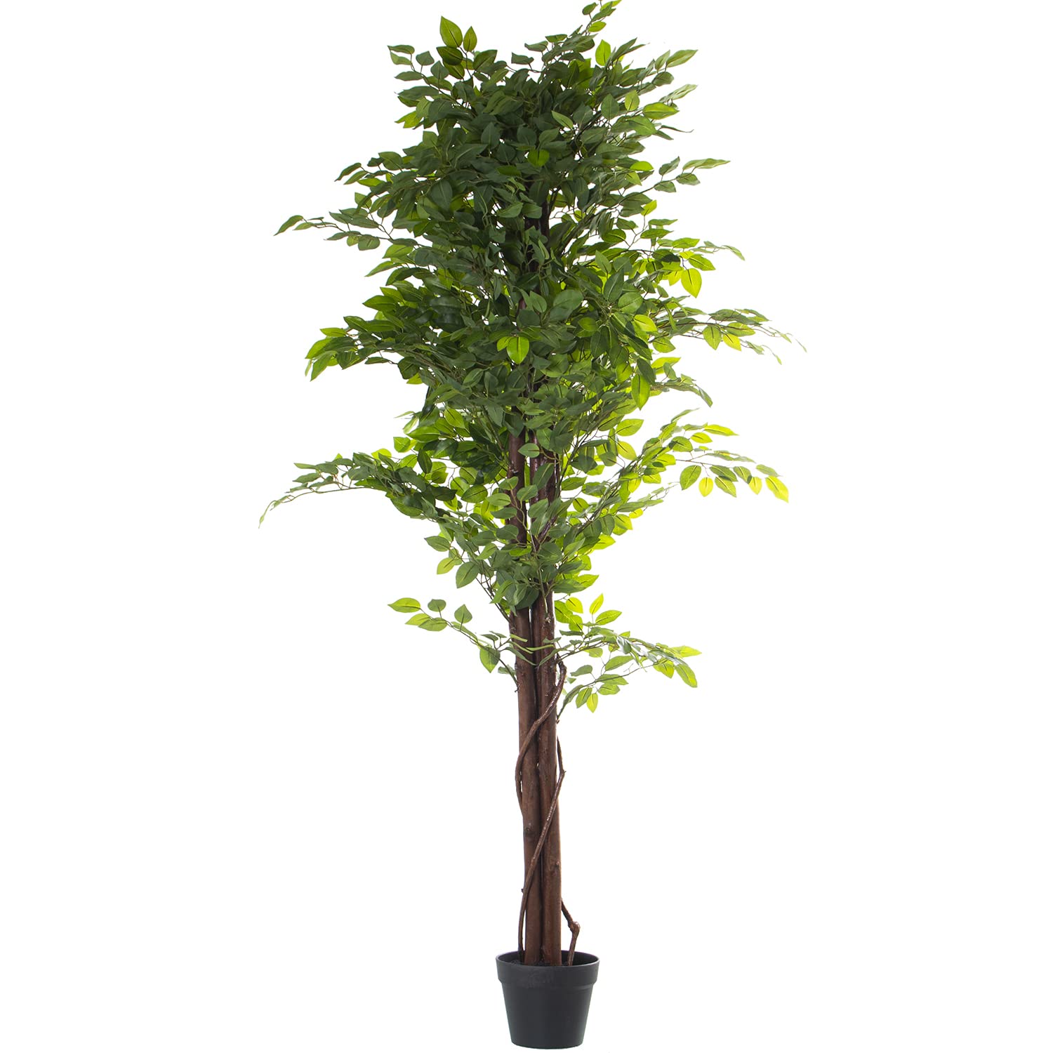 Pianta artificiale di un ficus di PU in verde 180x25x25 cm