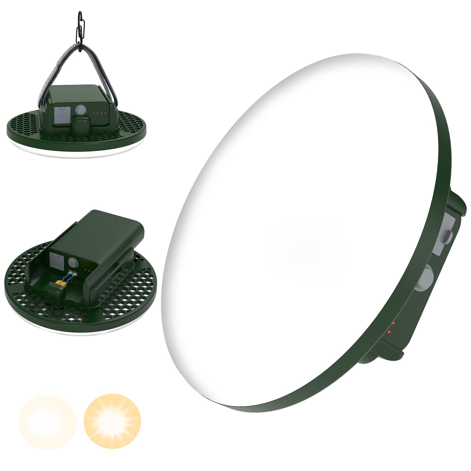 Lampada da Campeggio Ricaricabile 16500mAh & Powerbank 2 in 1, Verde