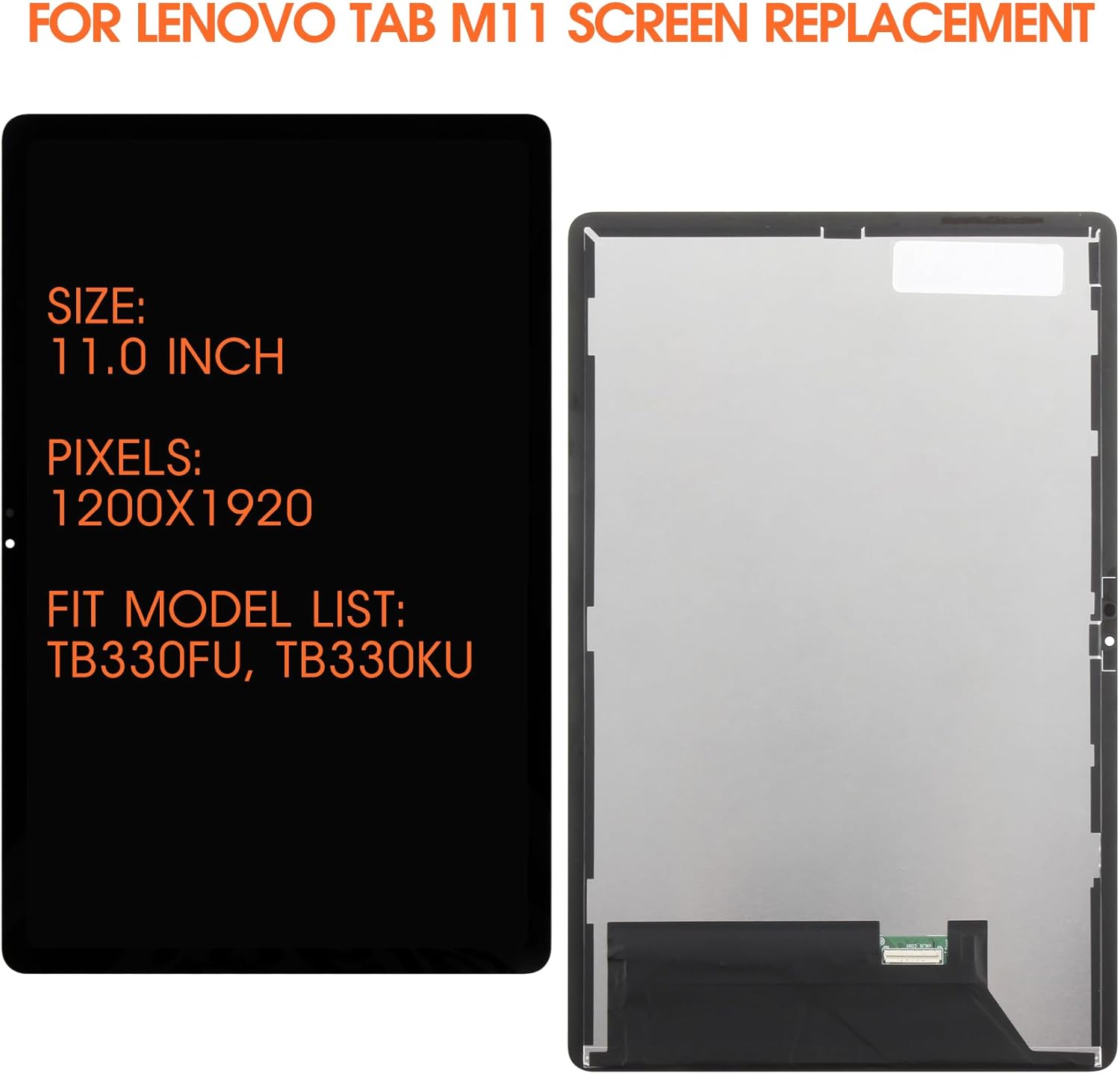 Display LCD per Lenovo Tab M11 TB330FU 11", Nero - immagine 2