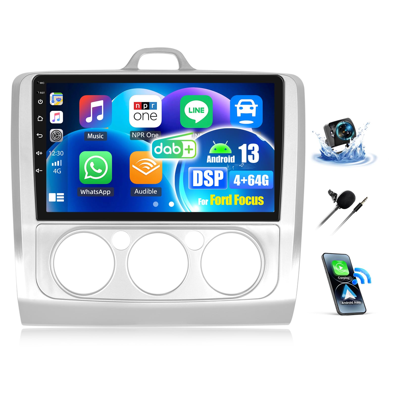 Oiliehu Autoradio Android 13 per Ford Focus MK2 2004-2011